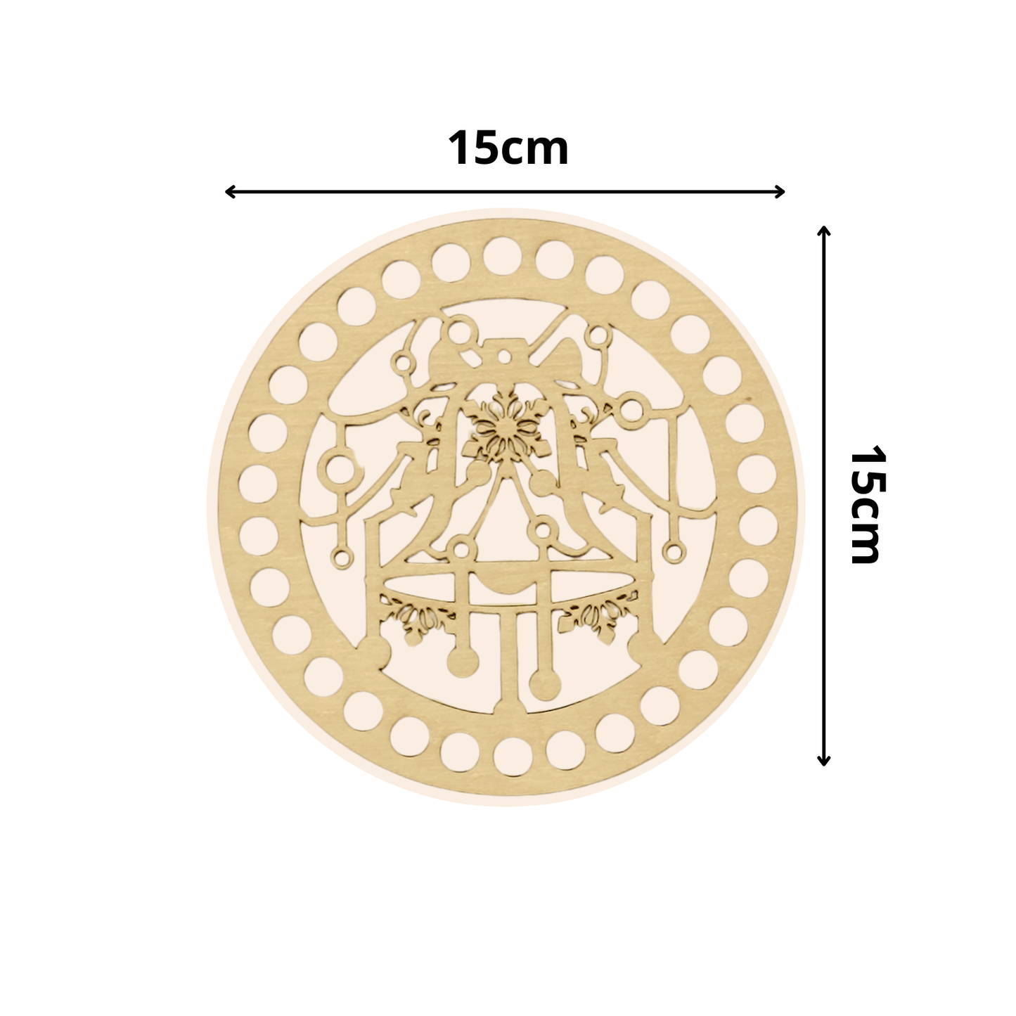 Korbboden rund Ø 15 cm – Weihnachtsglocken mit Schleife