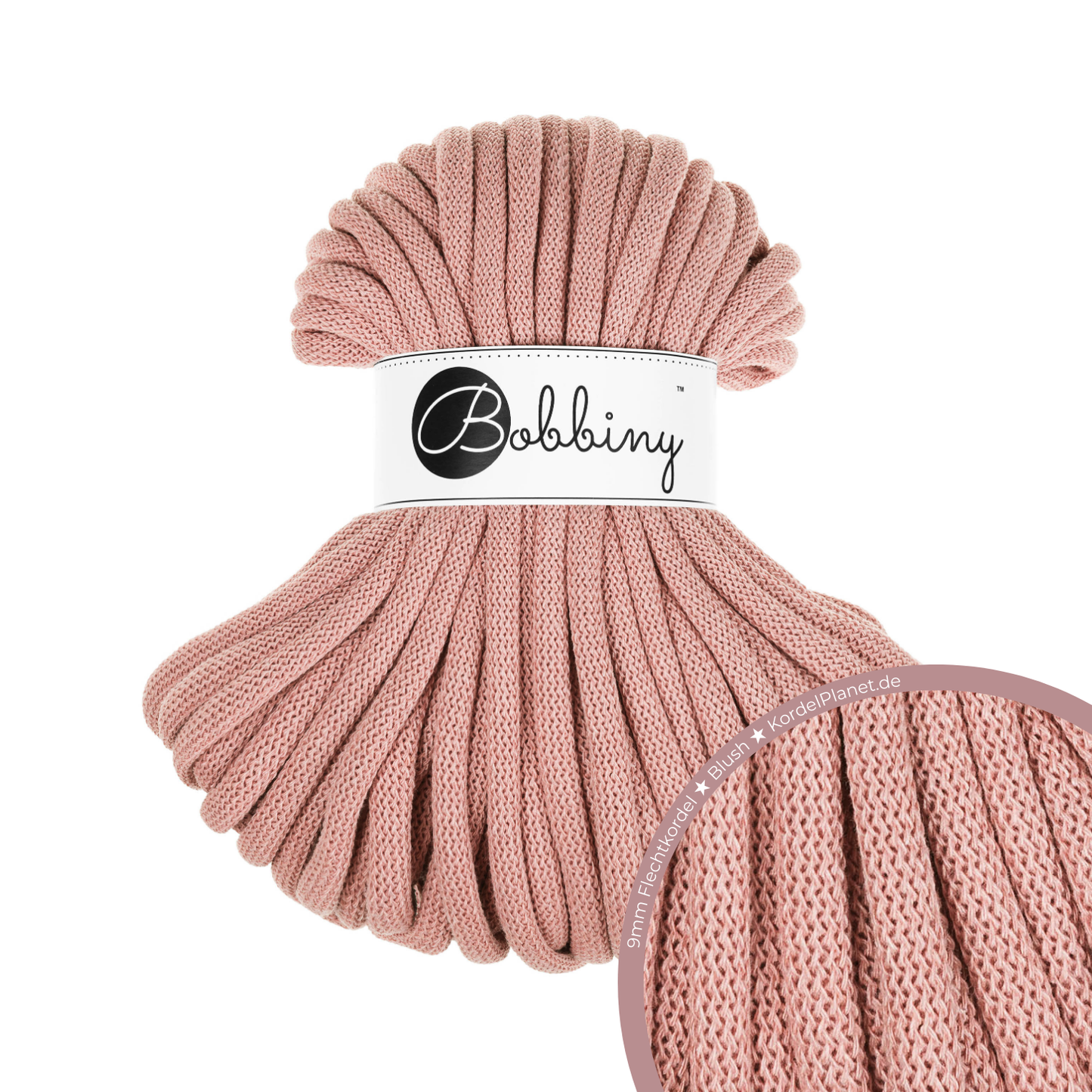 30 Meter - Bobbiny Flechtkordeln Blush Ø 9 mm