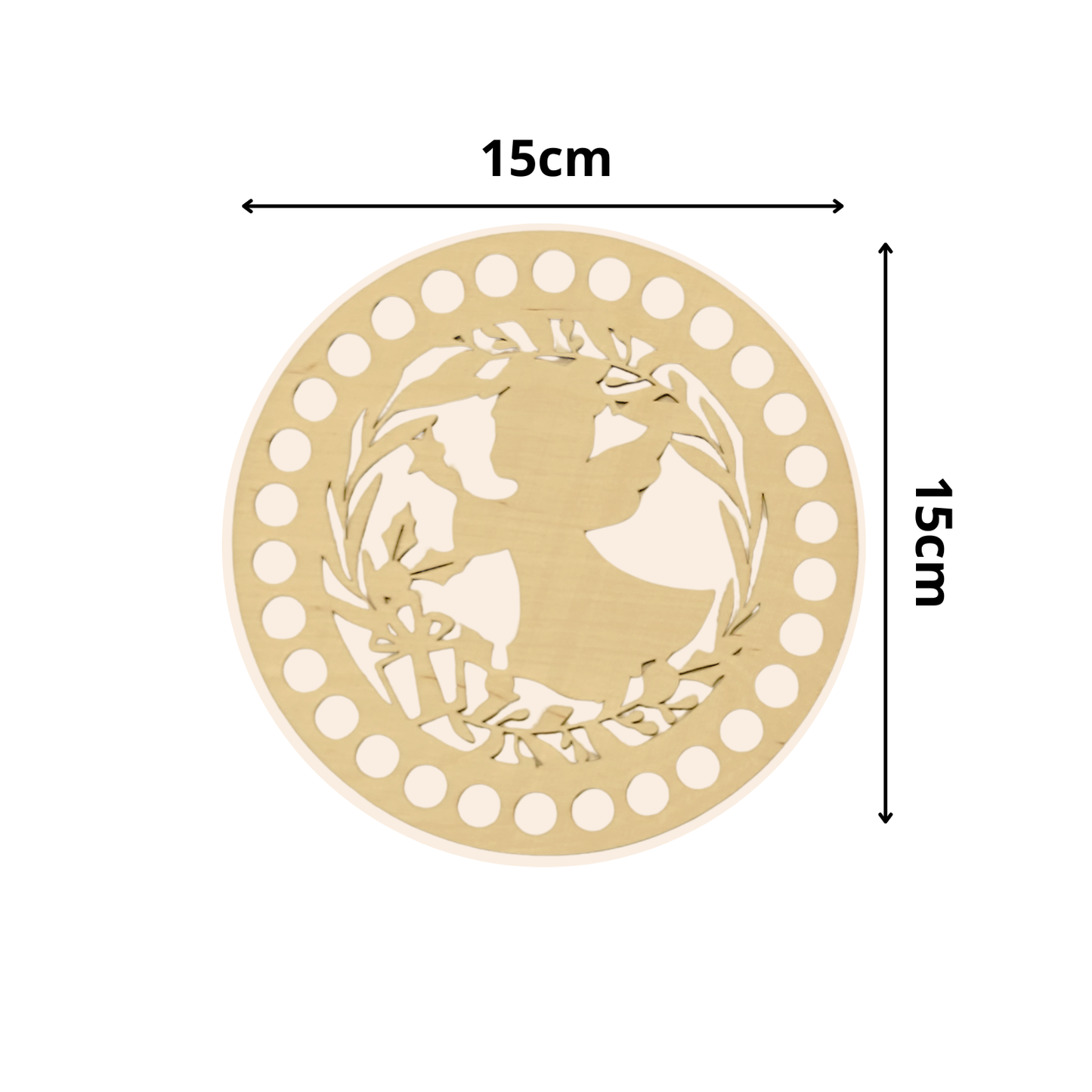 Korbboden rund Ø 15 cm – Engel im Kranz, klassisch