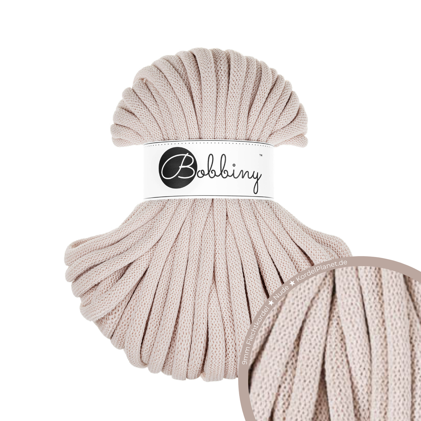 30 Meter - Bobbiny Flechtkordeln Nude Ø 9 mm