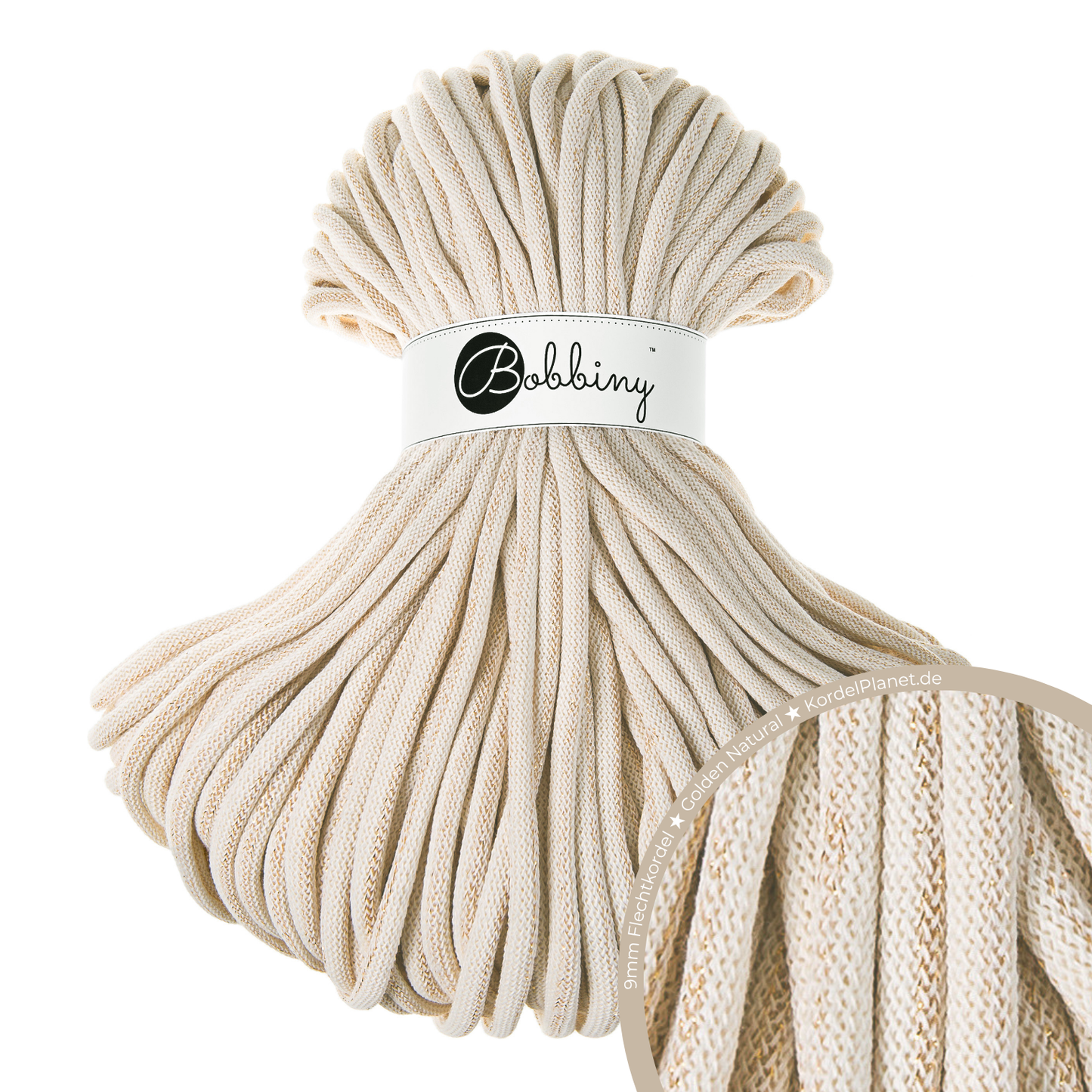 Bobbiny Flechtkordel Golden Natural Ø 9 mm