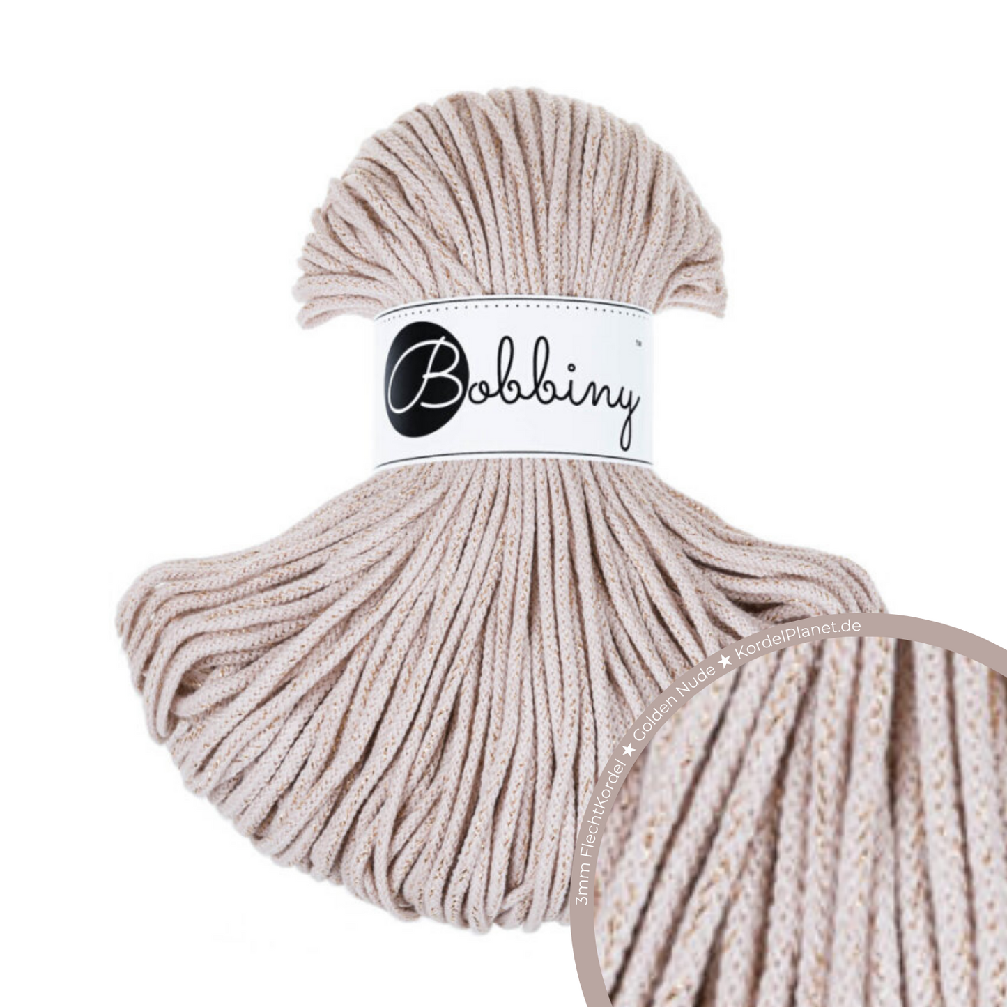 Bobbiny Flechtkordel Golden Nude Ø 3 mm