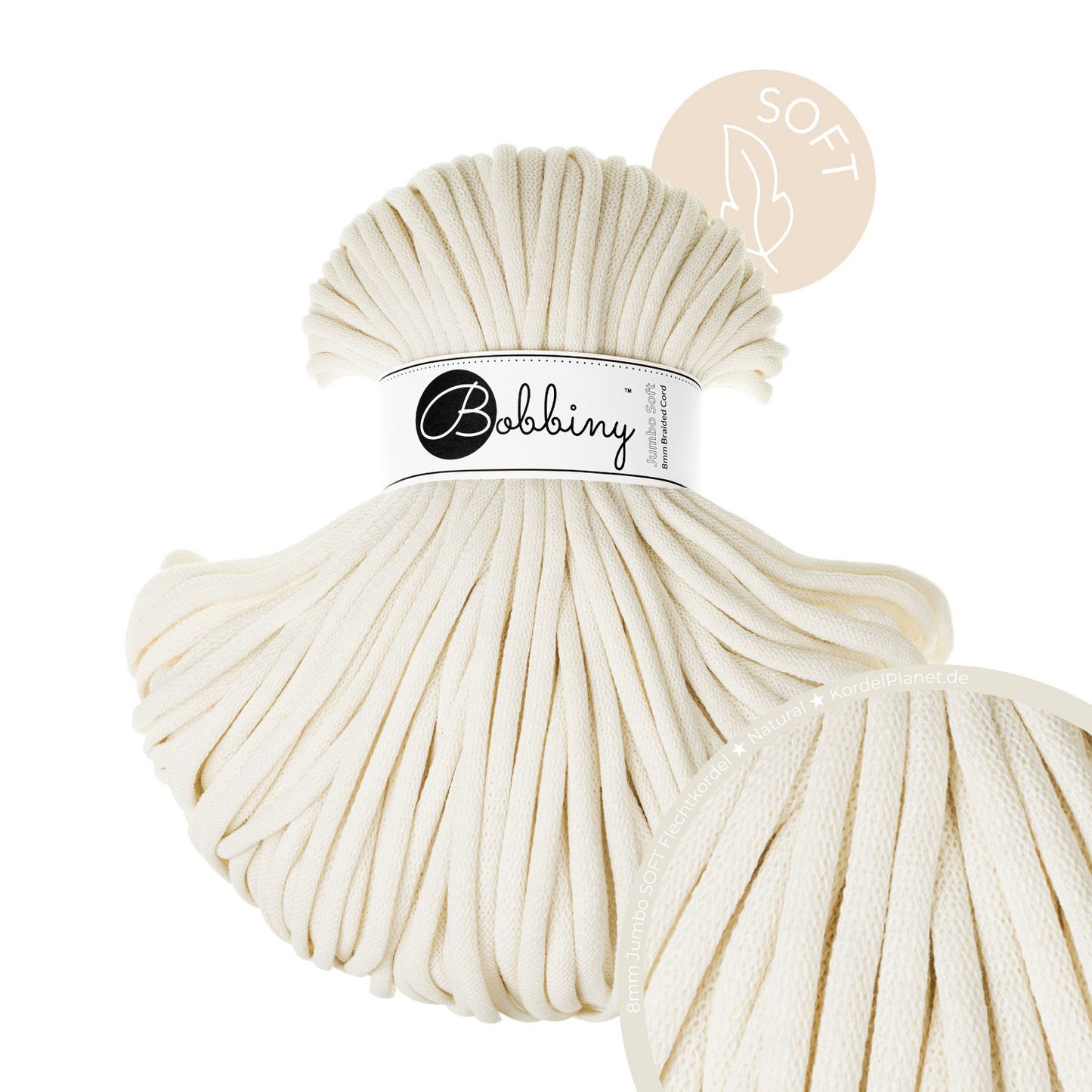 Bobbiny Flechtkordel Natural Ø 8 mm (Jumbo Soft)