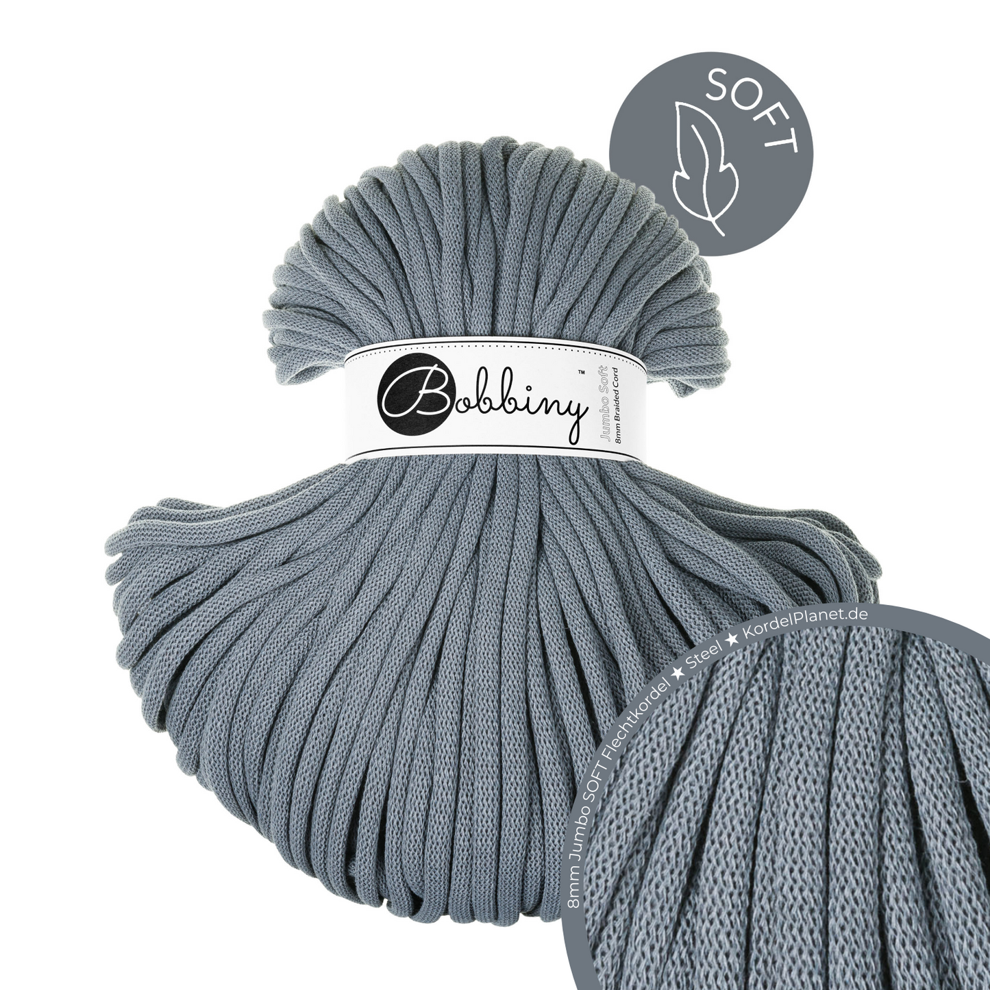 Bobbiny Flechtkordel Steel Ø 8 mm (Jumbo Soft)