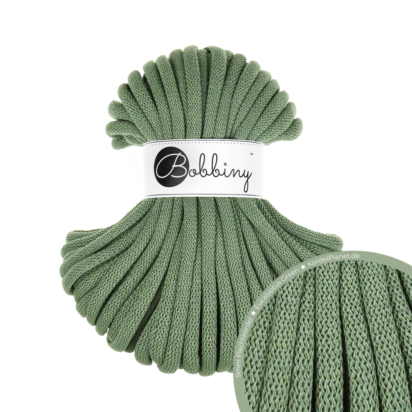 30 Meter - Bobbiny Flechtkordeln Eucalyptus Green Ø 9 mm