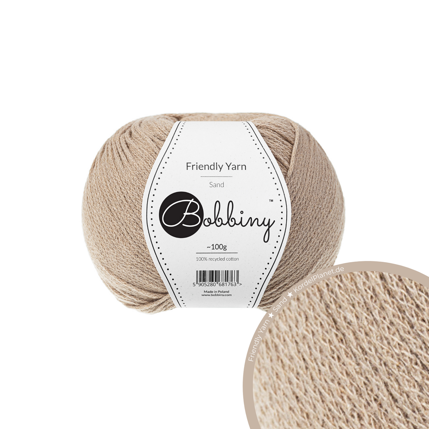 Bobbiny Garn "Friendly Yarn" - Sand - 200m (100g)