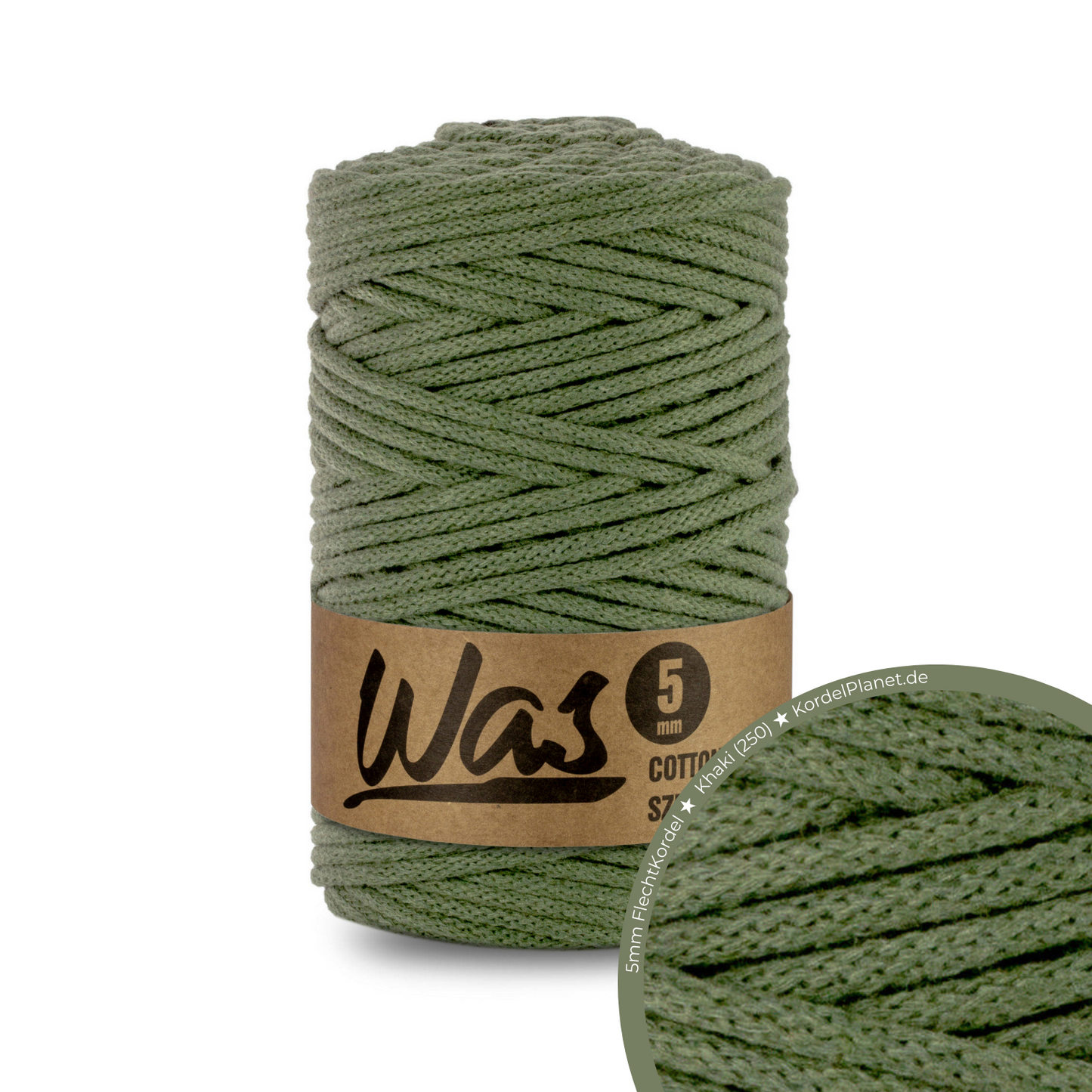 WAS Flechtkordel Khaki (250) Ø 5 mm