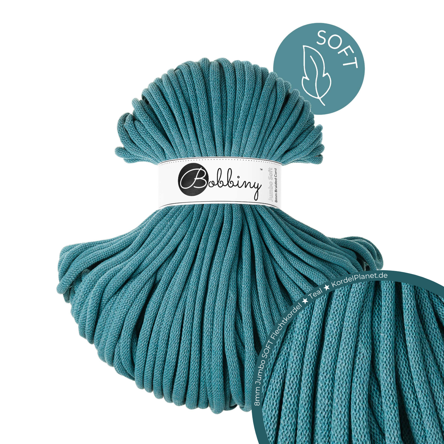 Bobbiny Flechtkordel Teal Ø 8 mm (Jumbo Soft)