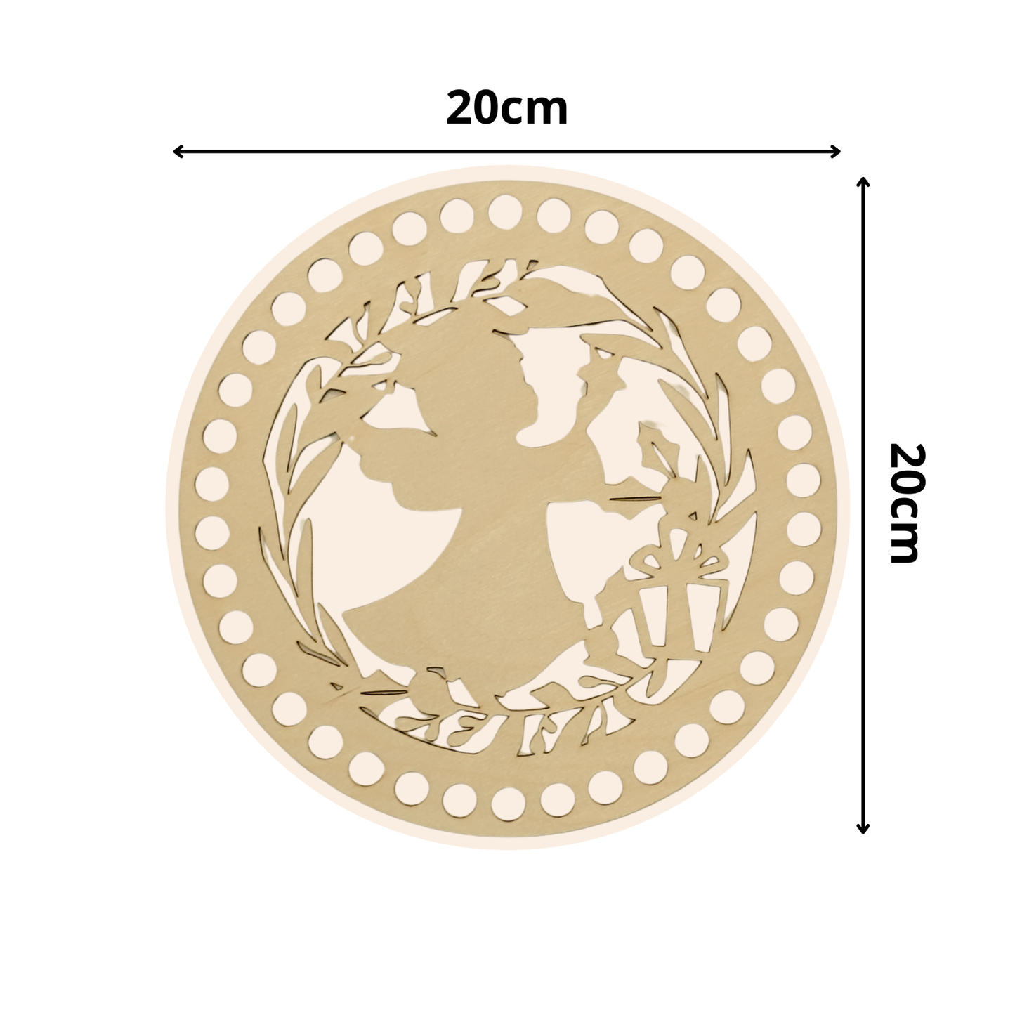 Korbboden rund Ø 20 cm – Engel Silhouette klassisch