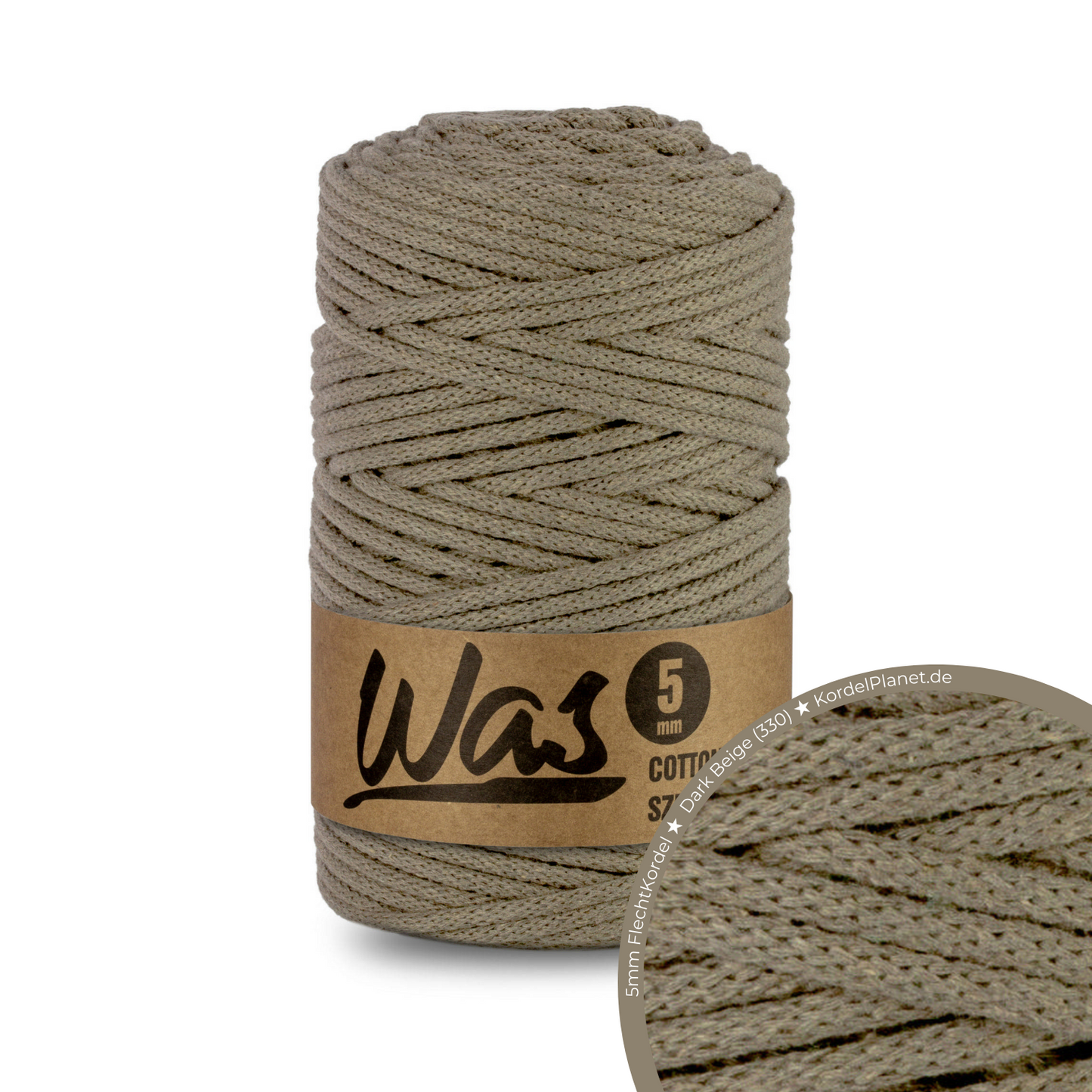 WAS Flechtkordel Dark Beige (330) Ø 5 mm