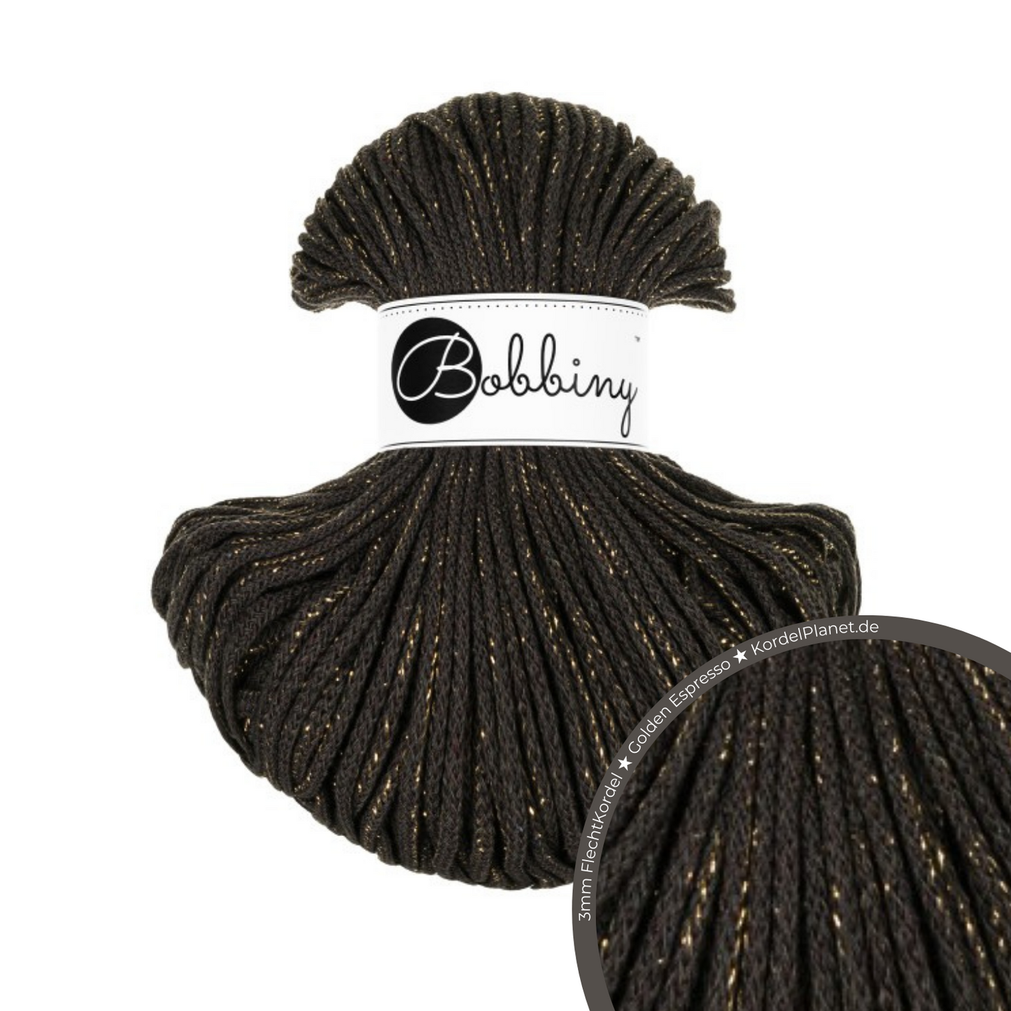 Bobbiny Flechtkordel Golden Espresso Ø 3 mm