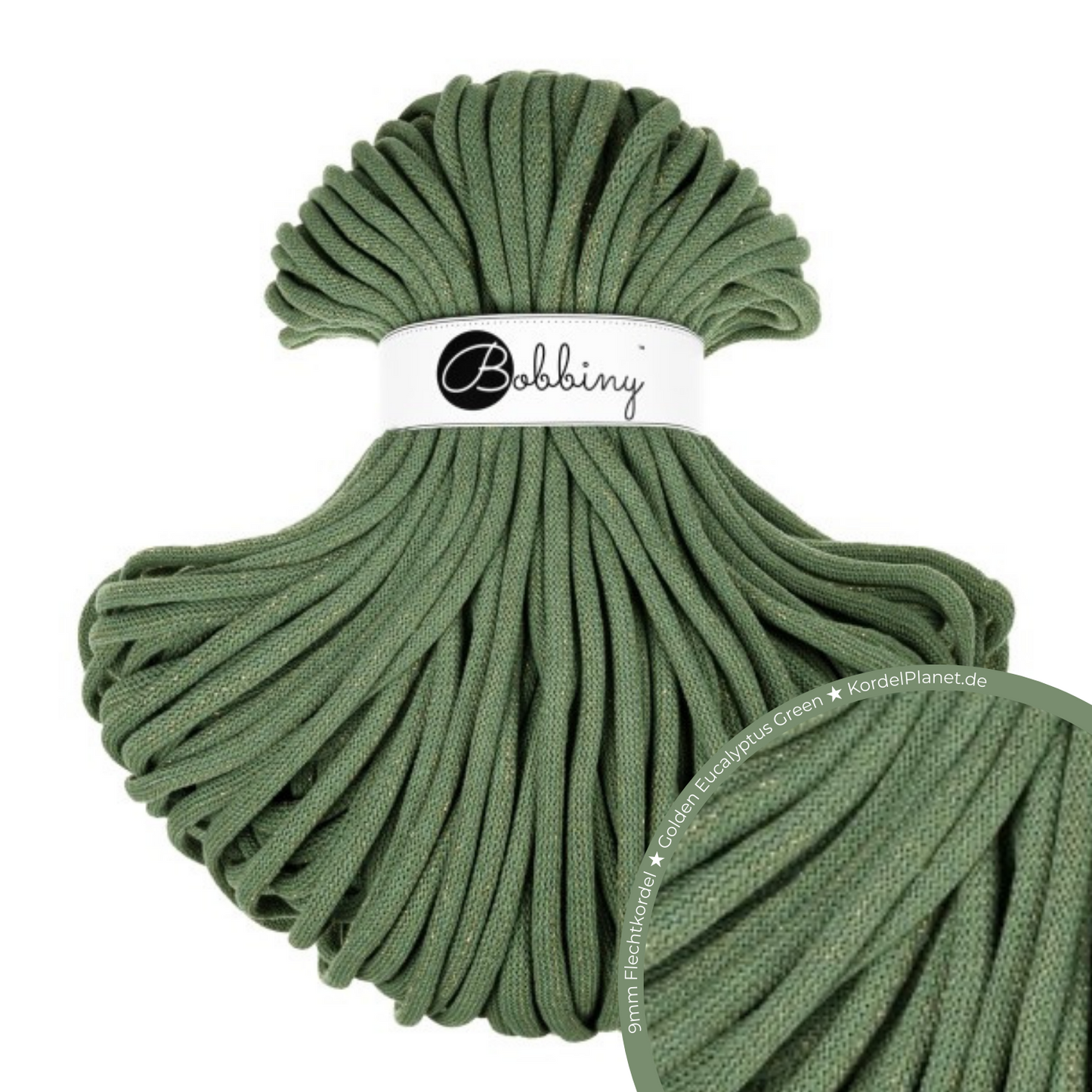 Bobbiny Flechtkordel Golden Eucalyptus Green Ø 9 mm