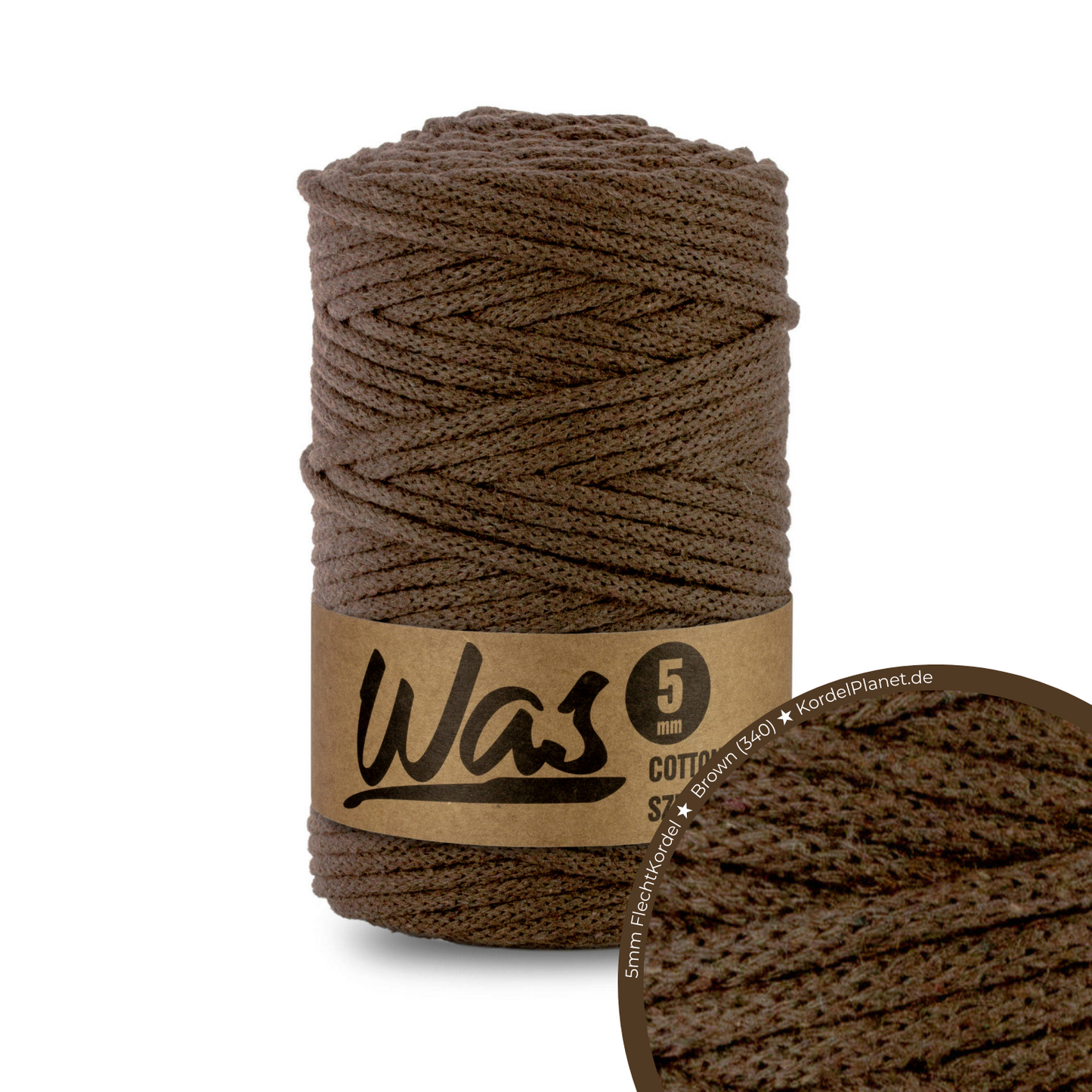 WAS Flechtkordel Brown (340) Ø 5 mm