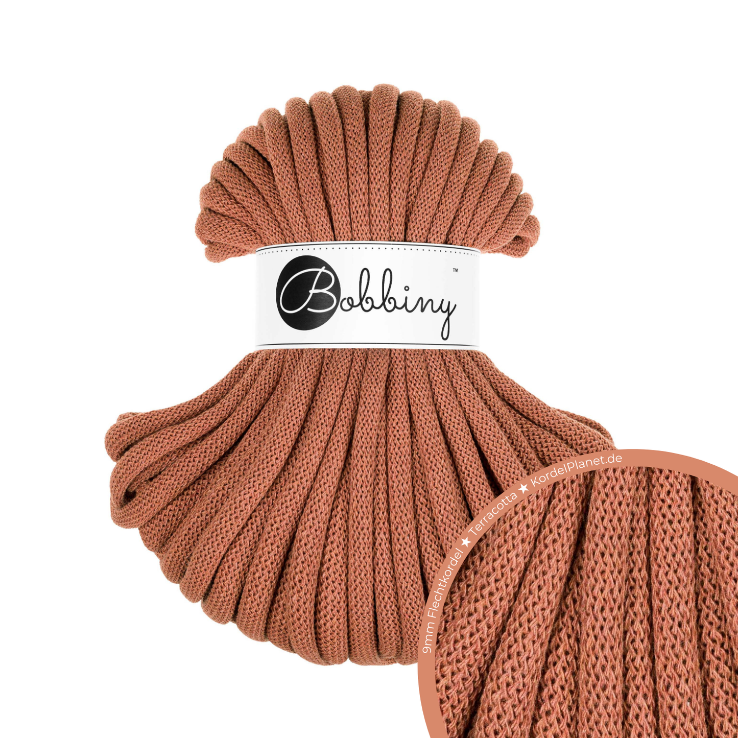30 Meter - Bobbiny Flechtkordeln Terracotta Ø 9 mm