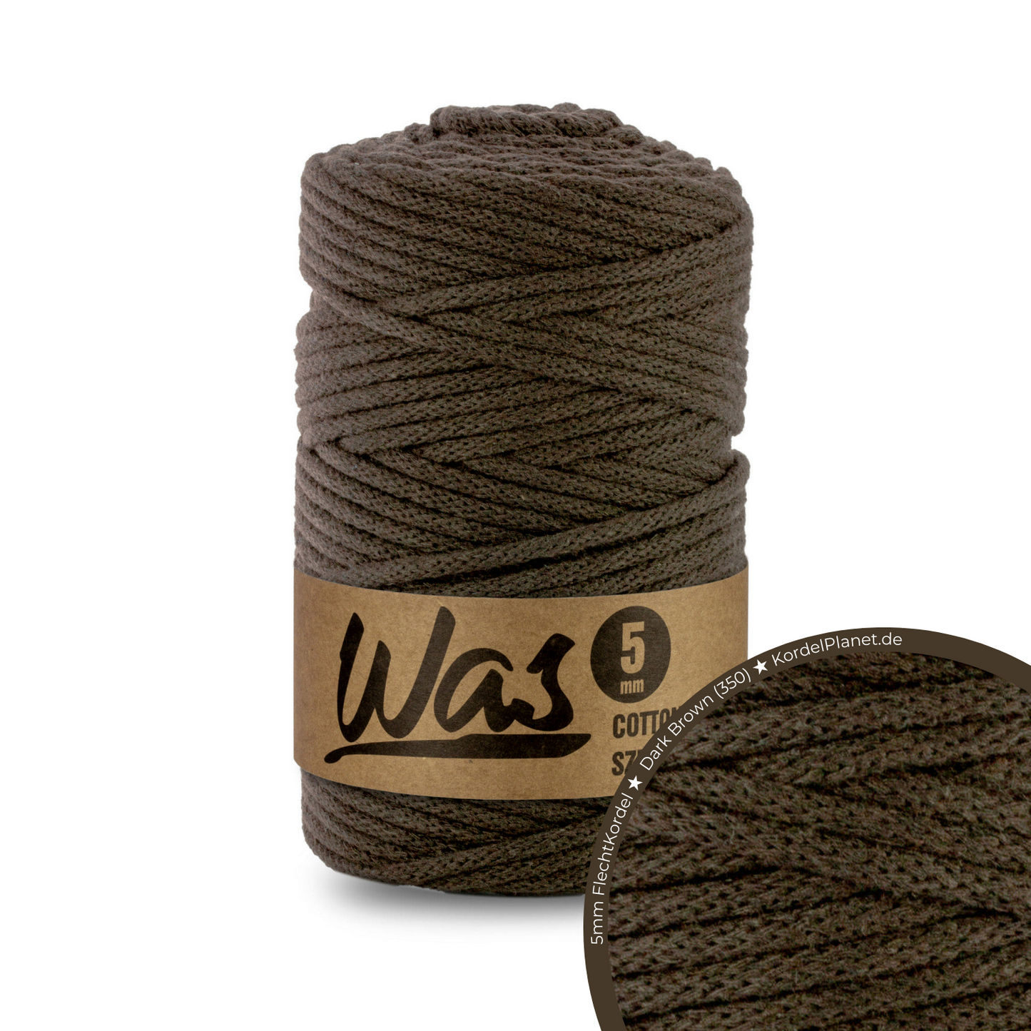 WAS Flechtkordel Dark Brown (350) Ø 5 mm