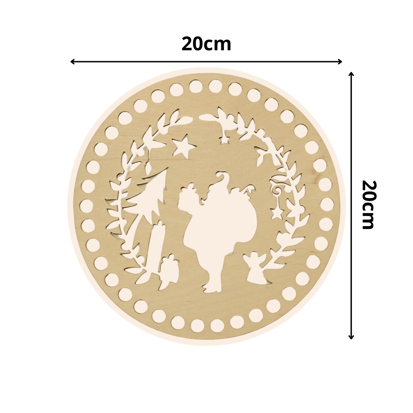 Korbboden rund Ø 20 cm – Nikolaus im Kranz mit Geschenken