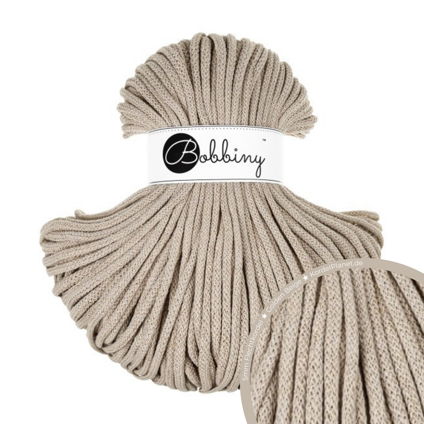 Bobbiny Flechtkordel Golden Beige Ø 5 mm