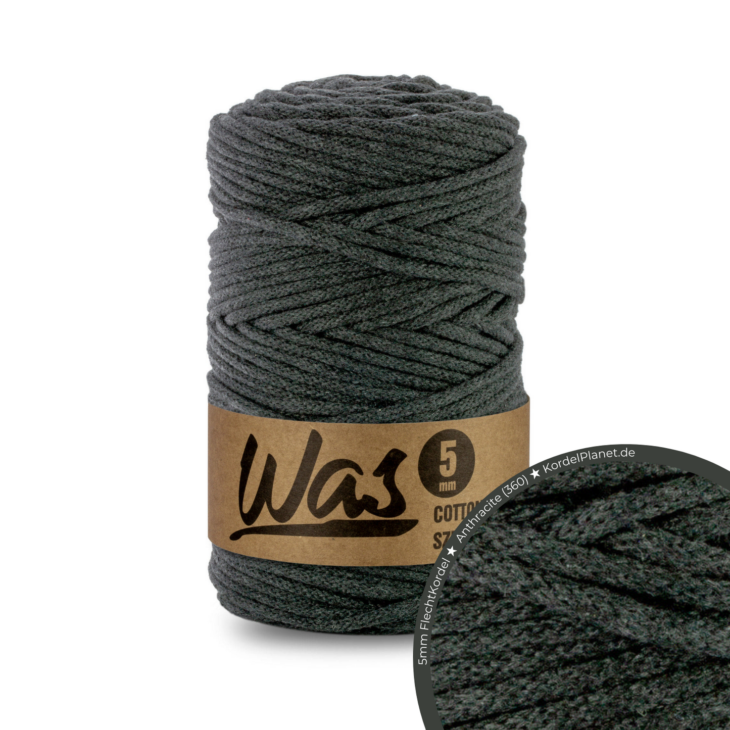 WAS Flechtkordel Anthracite (360) Ø 5 mm