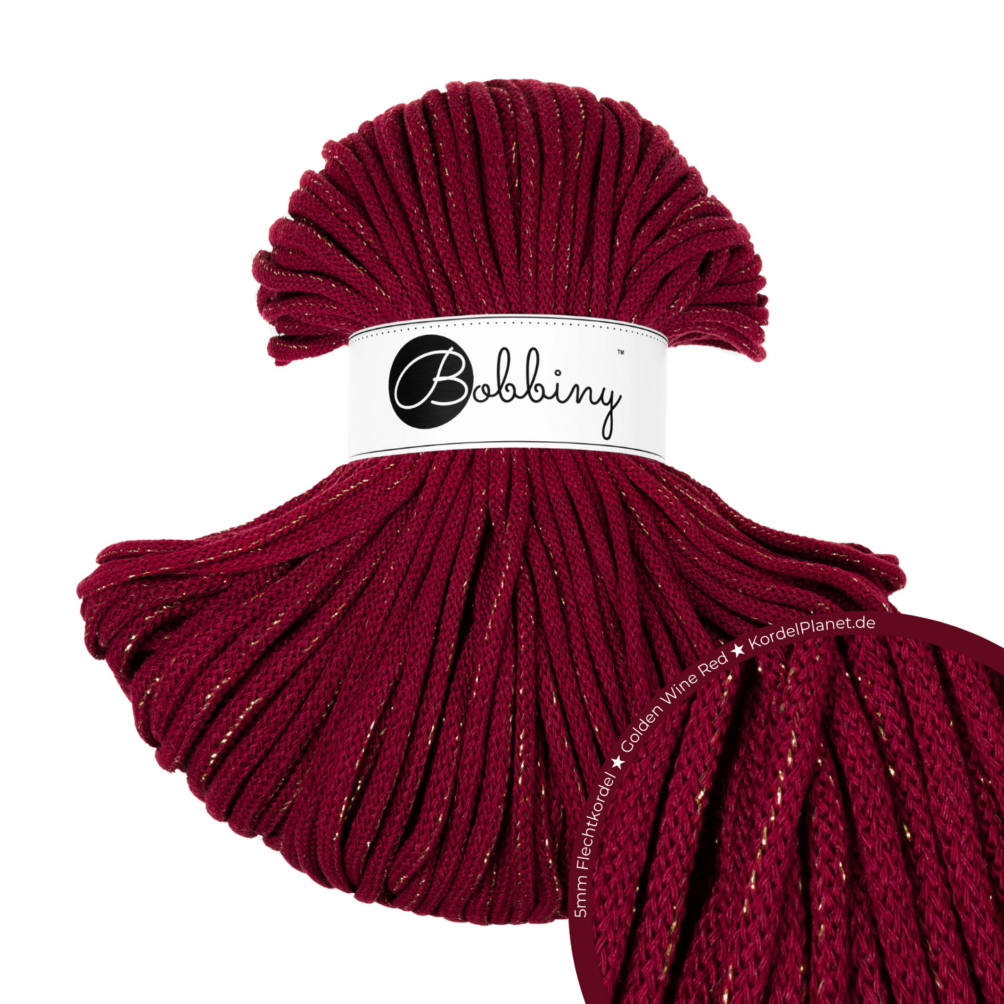 Bobbiny Flechtkordel Golden Wine Red Ø 5 mm
