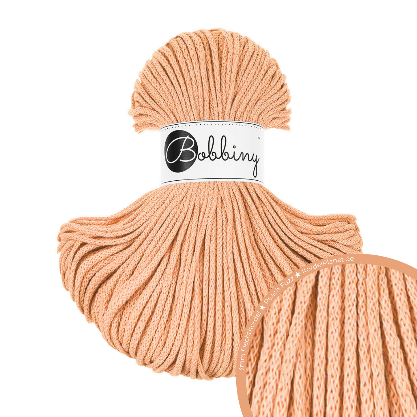 Bobbiny Flechtkordel Peach Fuzz Ø 3 mm