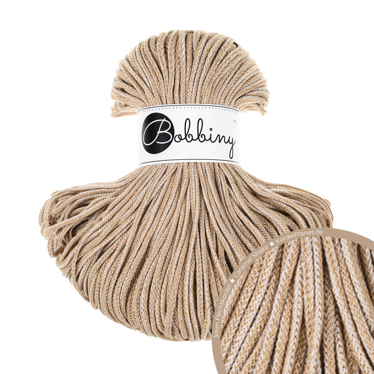 Bobbiny Flechtkordel Caramel Shake Ø 3 mm