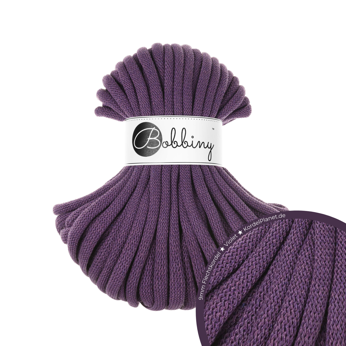30 Meter - Bobbiny Flechtkordeln Violet Ø 9 mm