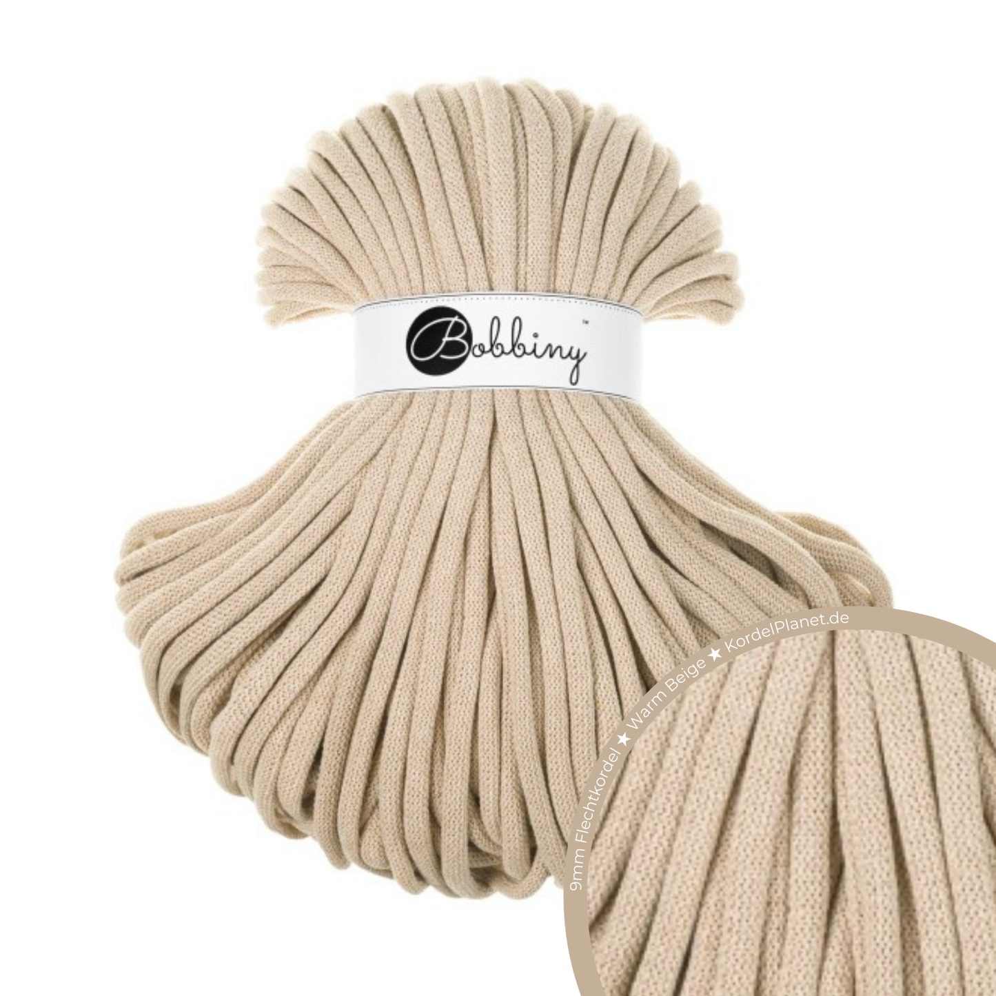 Bobbiny Flechtkordel Warm Beige Ø 9 mm