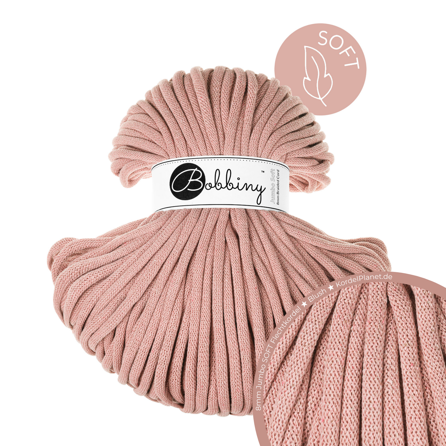 Bobbiny Flechtkordel Blush Ø 8 mm (Jumbo Soft)