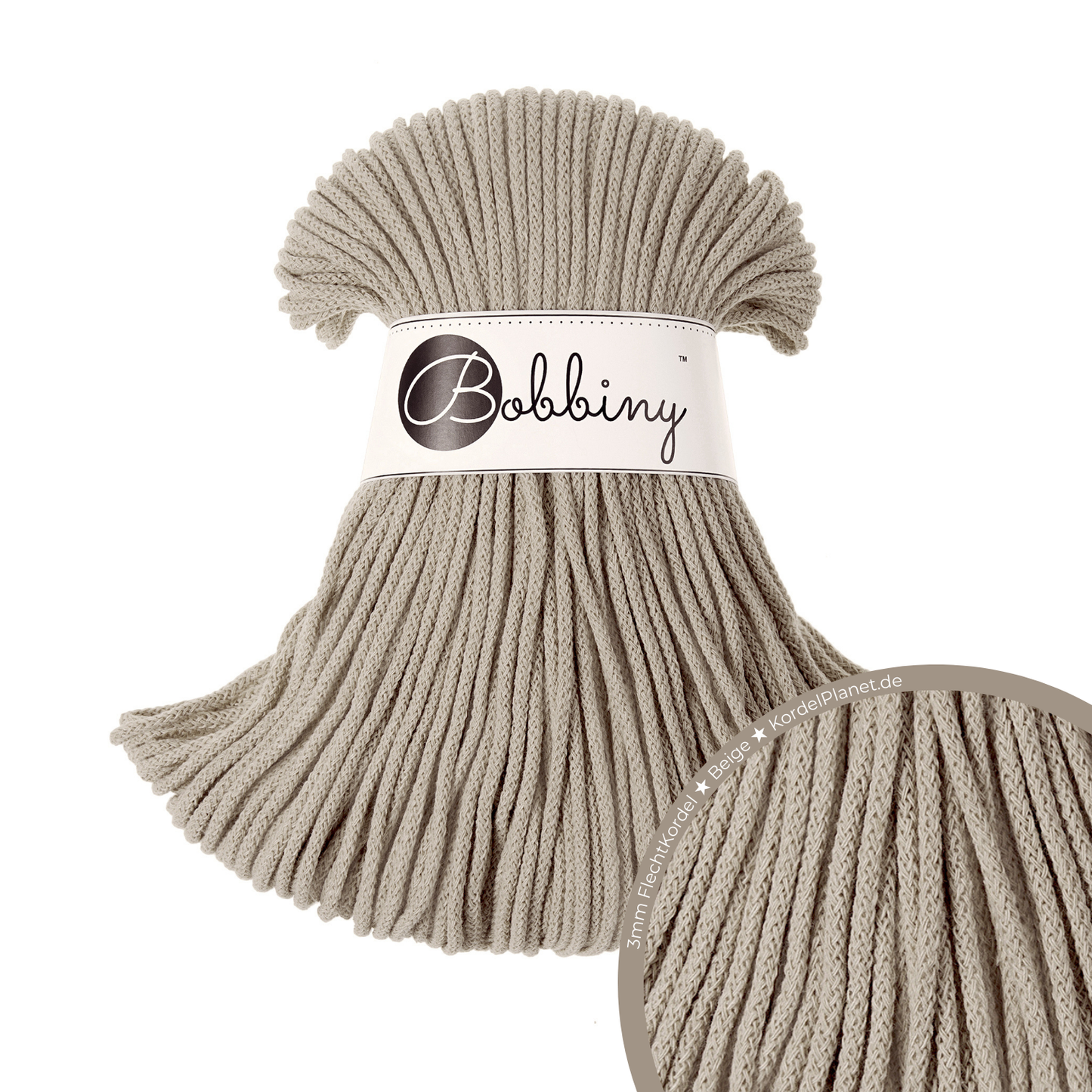 Bobbiny Flechtkordel Beige Ø 3 mm