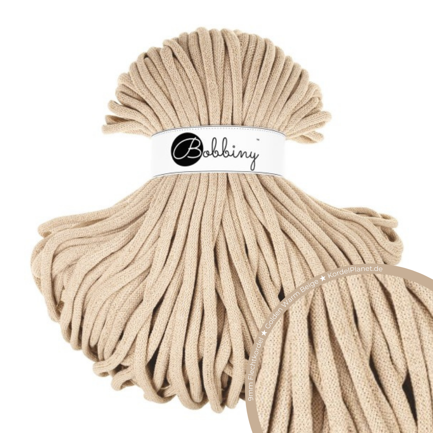 Bobbiny Flechtkordel Golden Warm Beige Ø 9 mm