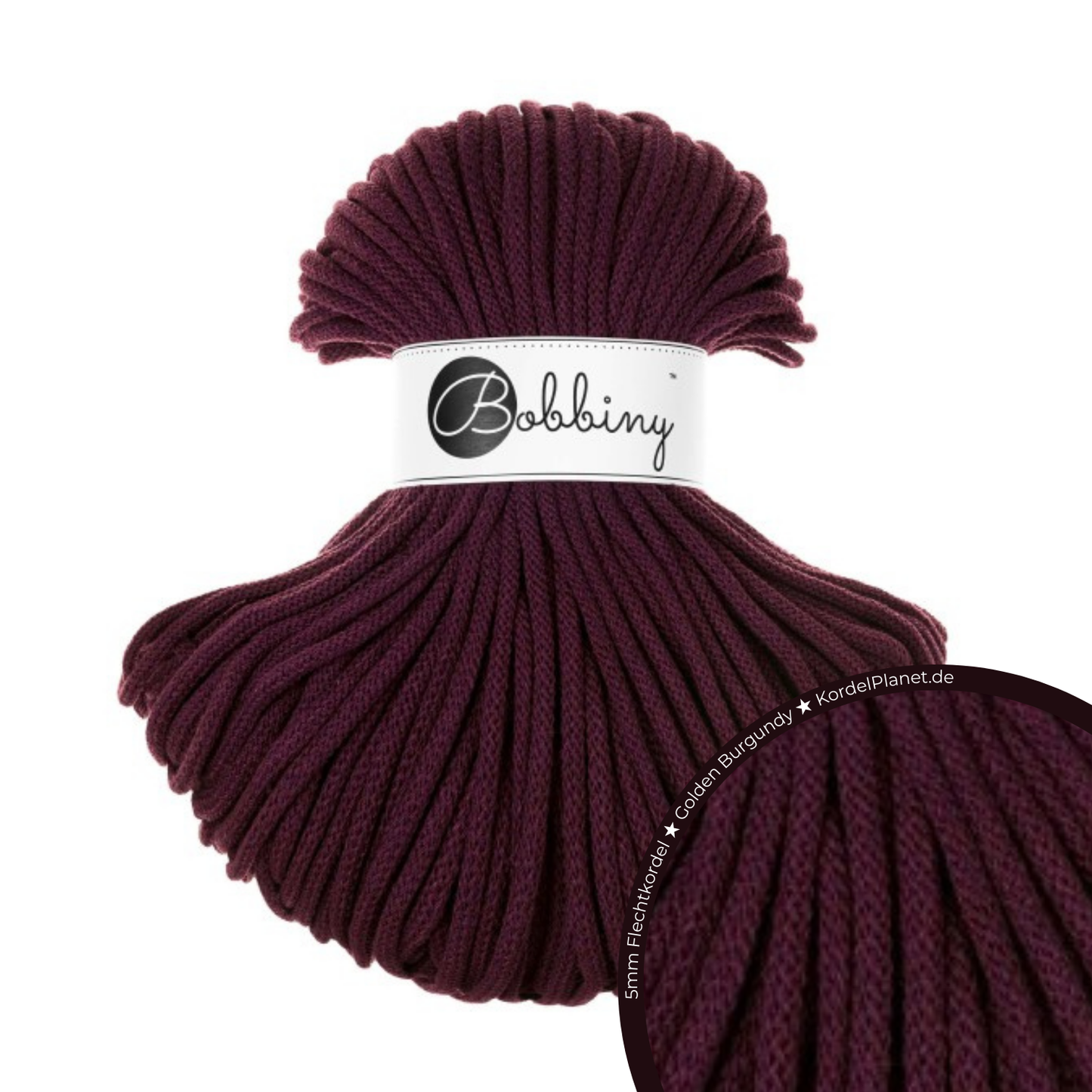Bobbiny Flechtkordel Golden Burgundy Ø 5 mm