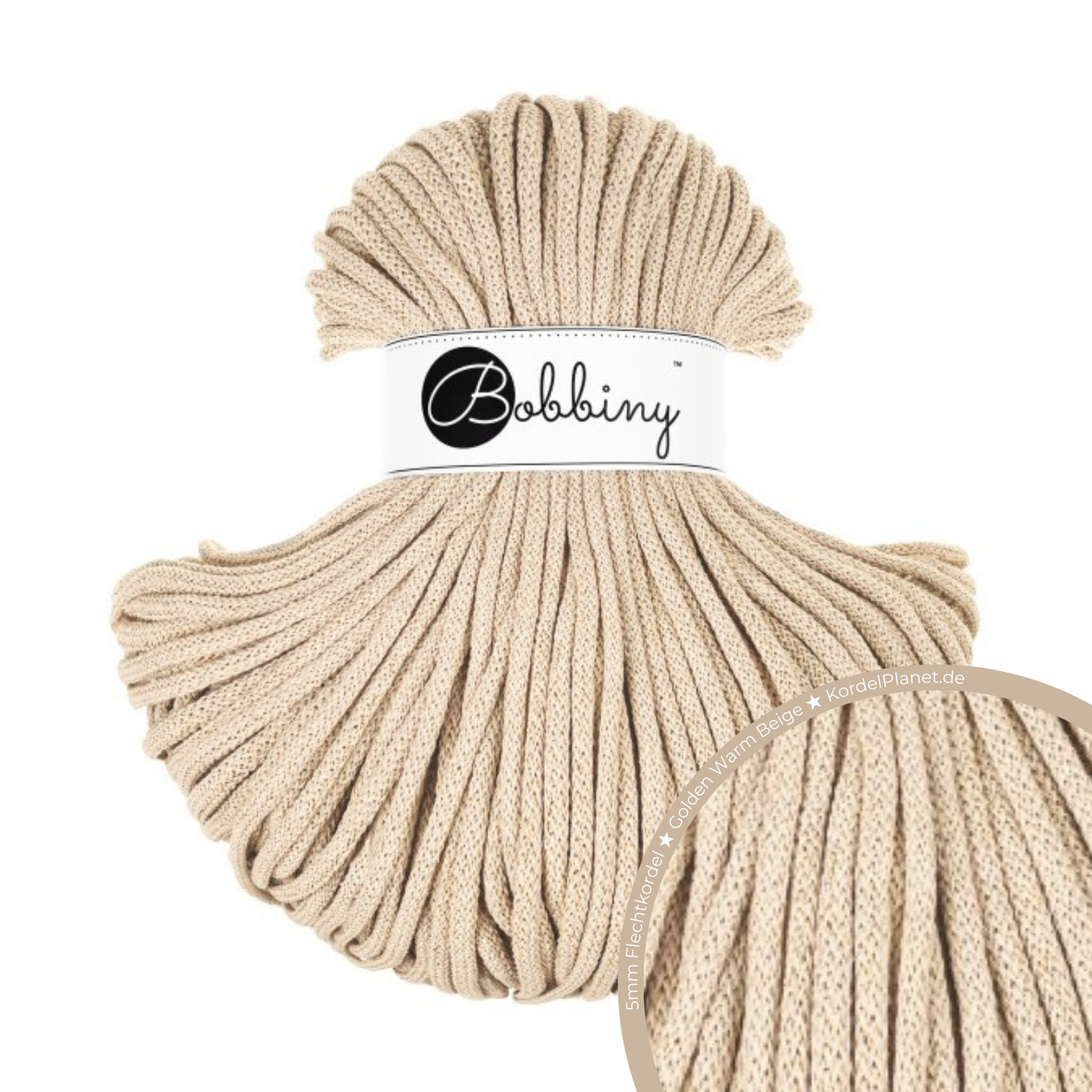 Bobbiny Flechtkordel Golden Warm Beige Ø 5 mm