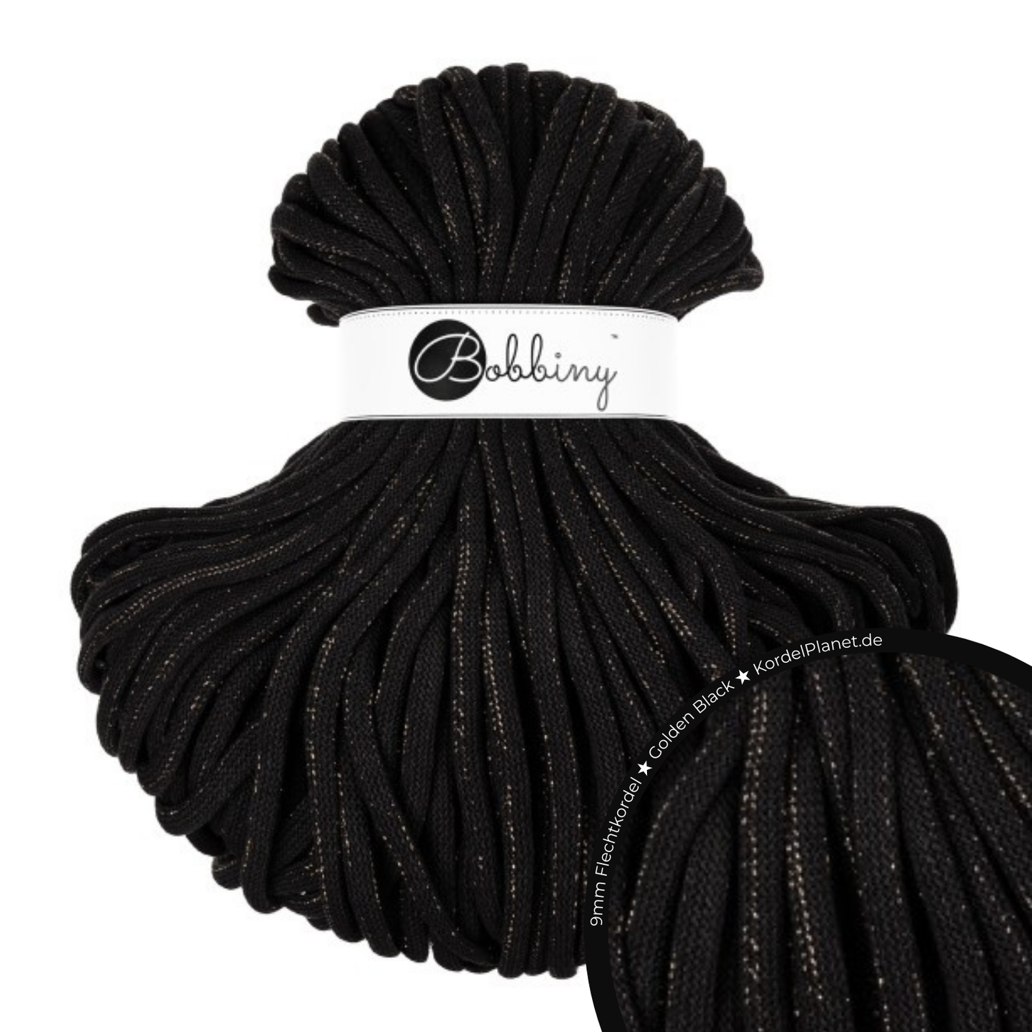 Bobbiny Flechtkordel Golden Black Ø 9 mm