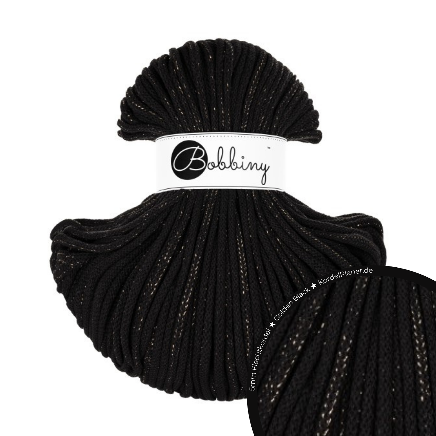 Bobbiny Flechtkordel Golden Black Ø 5 mm