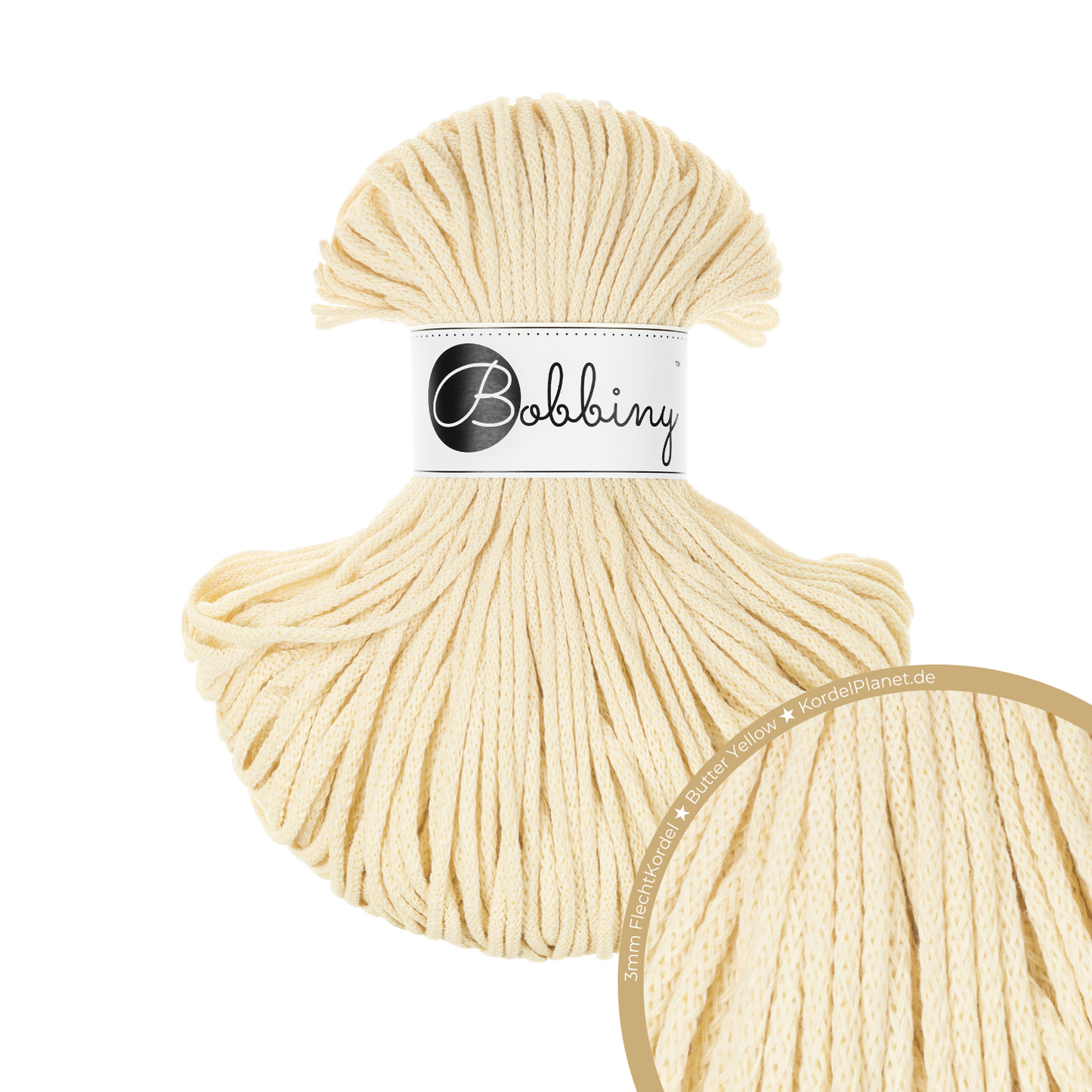Bobbiny Flechtkordel Butter Yellow Ø 3 mm