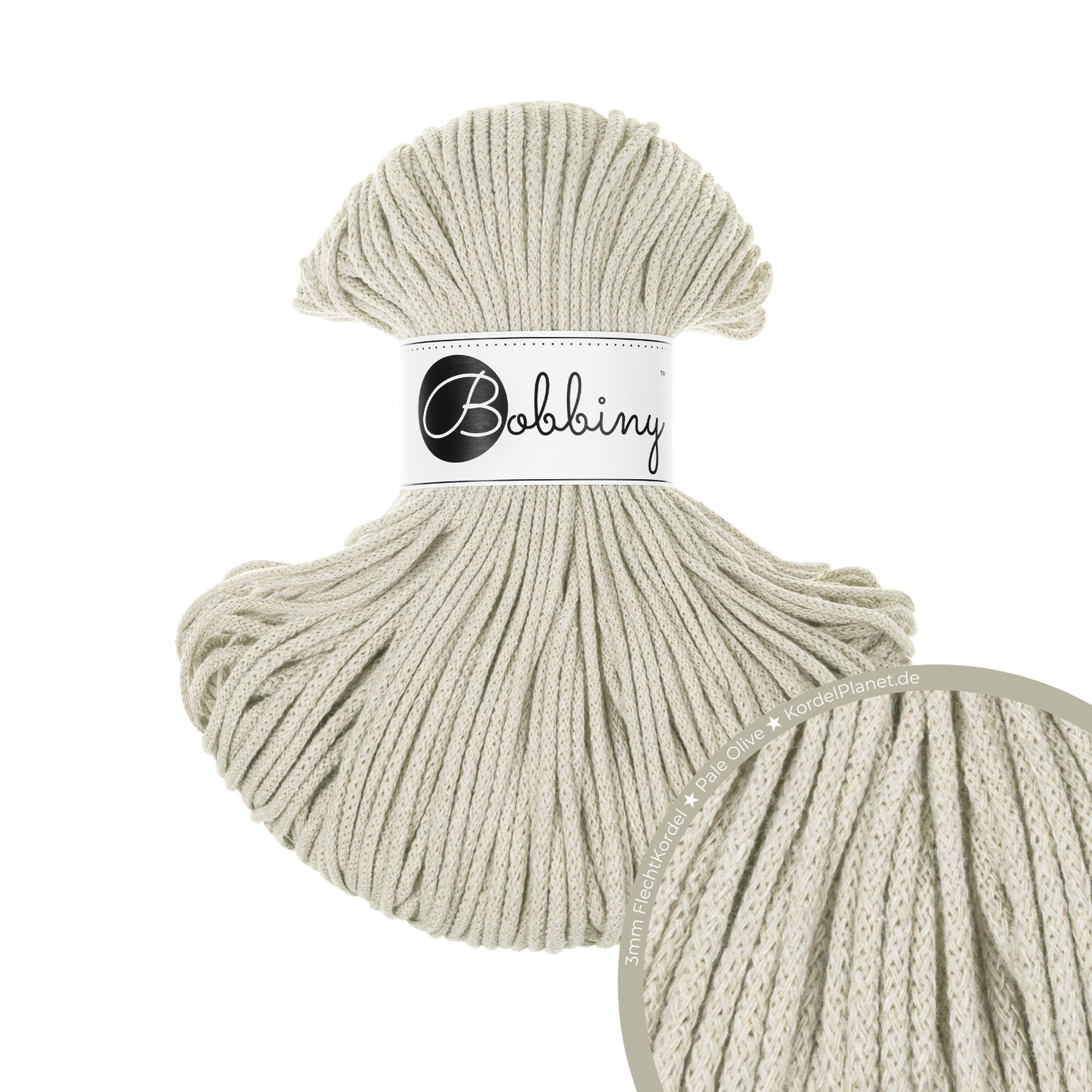 Bobbiny Flechtkordel Pale Olive Ø 3 mm
