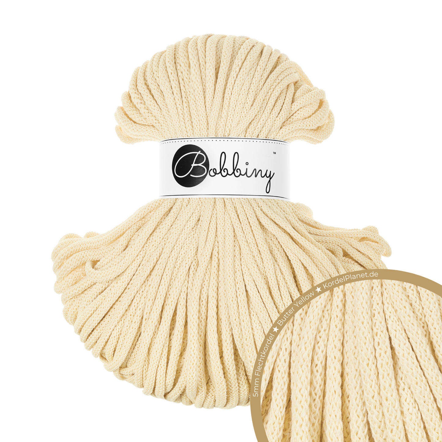 Bobbiny Flechtkordel Butter Yellow Ø 5 mm
