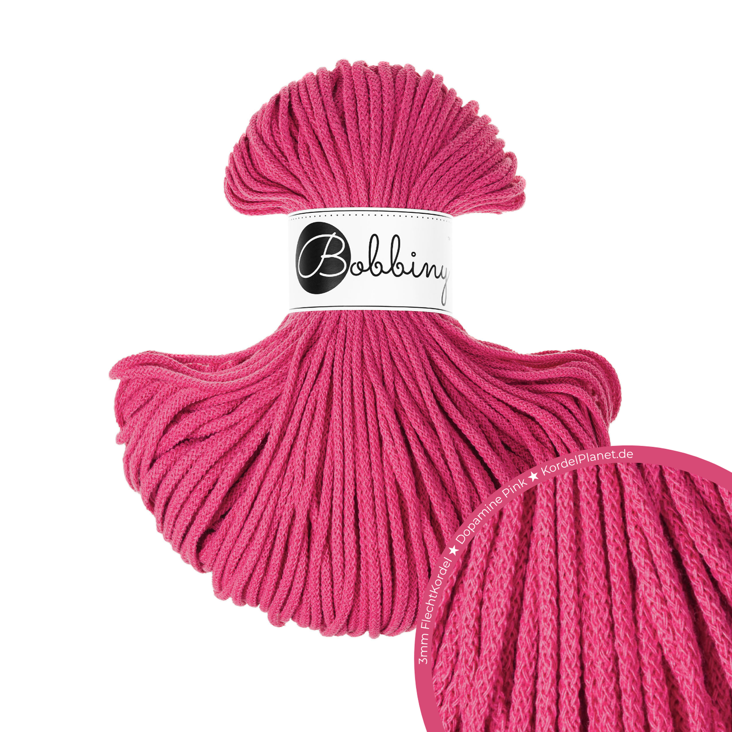 Bobbiny Flechtkordel Dopamine Pink Ø 3 mm