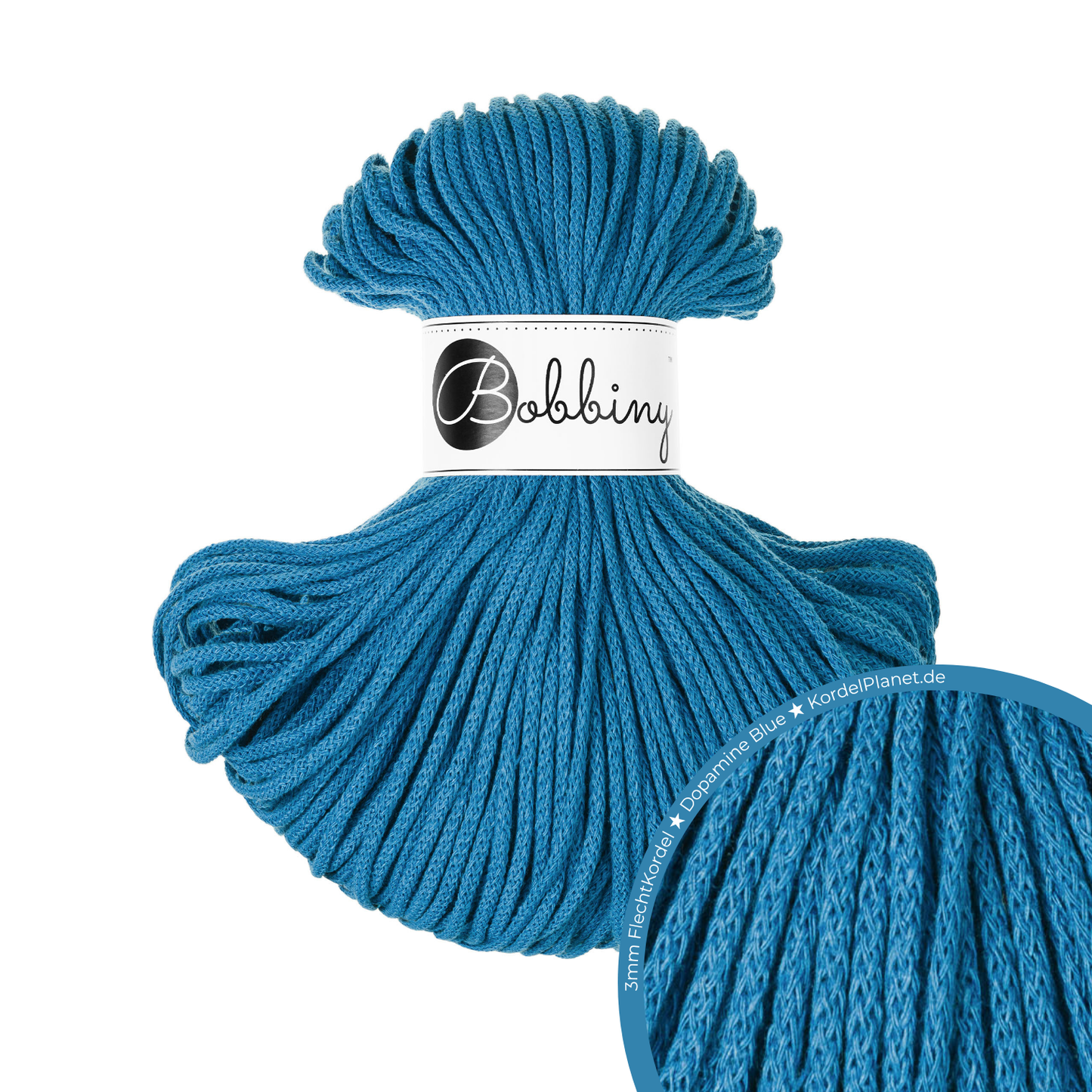Bobbiny Flechtkordel Dopamine Blue Ø 3 mm