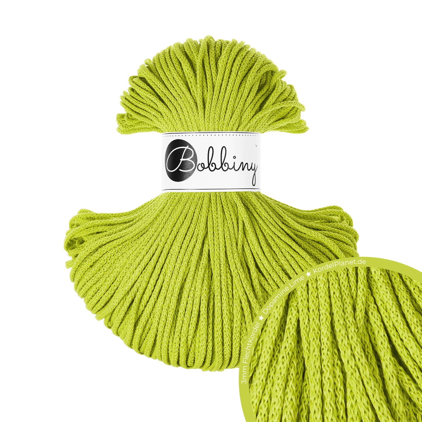 Bobbiny Flechtkordel Dopamine Lime Ø 3 mm