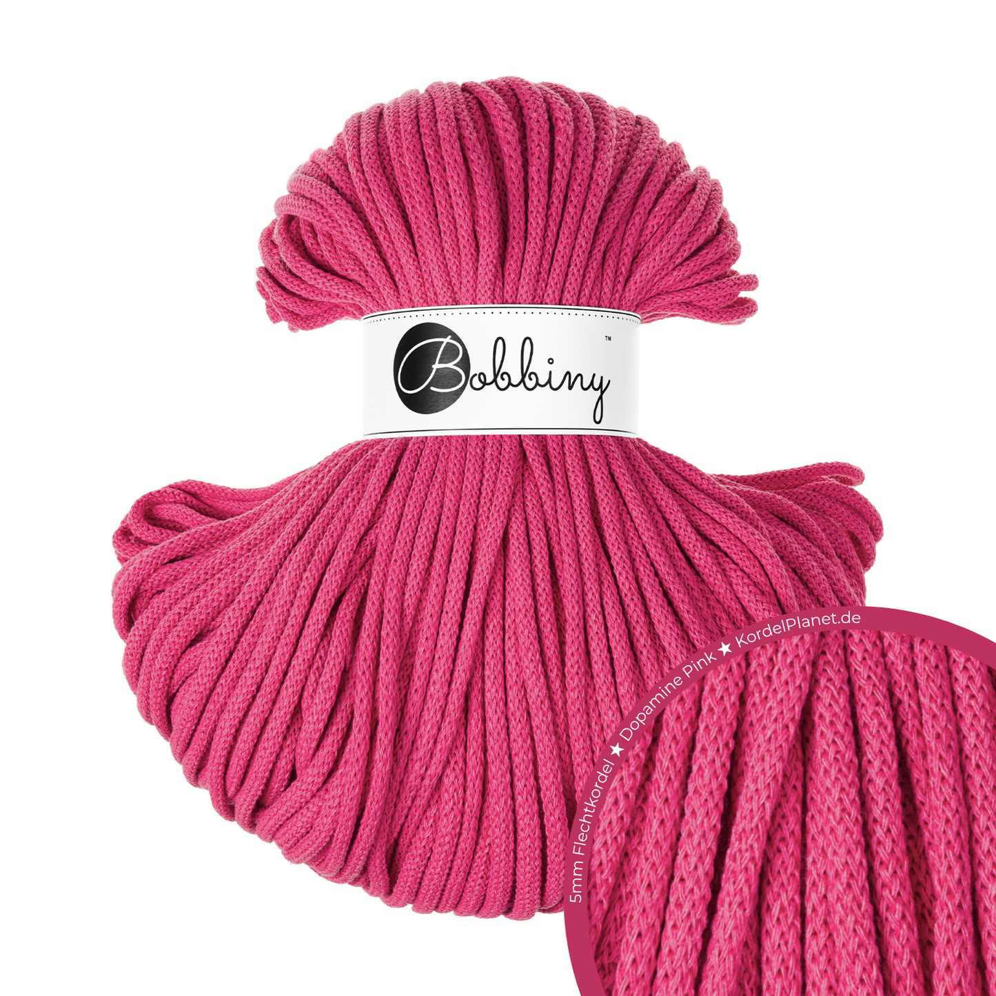 Bobbiny Flechtkordel Dopamine Pink Ø 5 mm