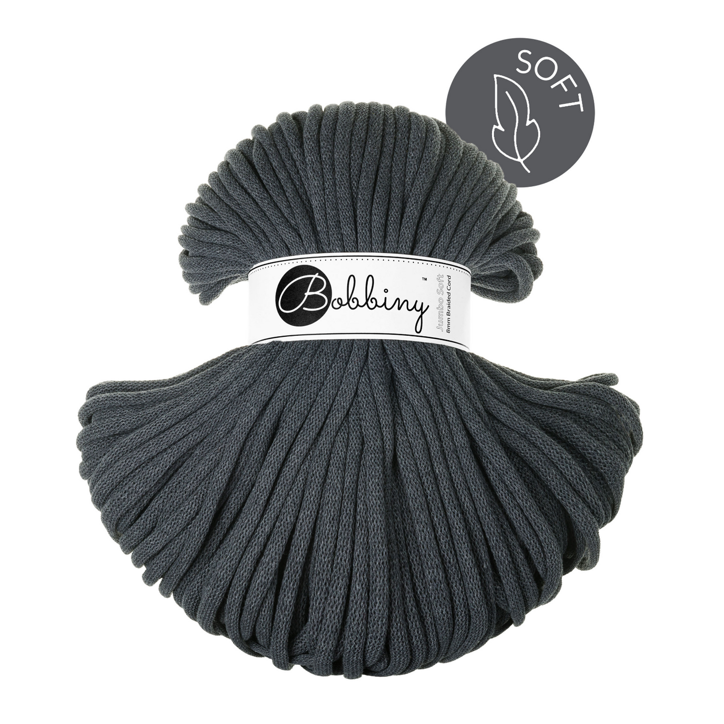 Bobbiny Flechtkordel Charcoal Ø 8 mm (Jumbo Soft)
