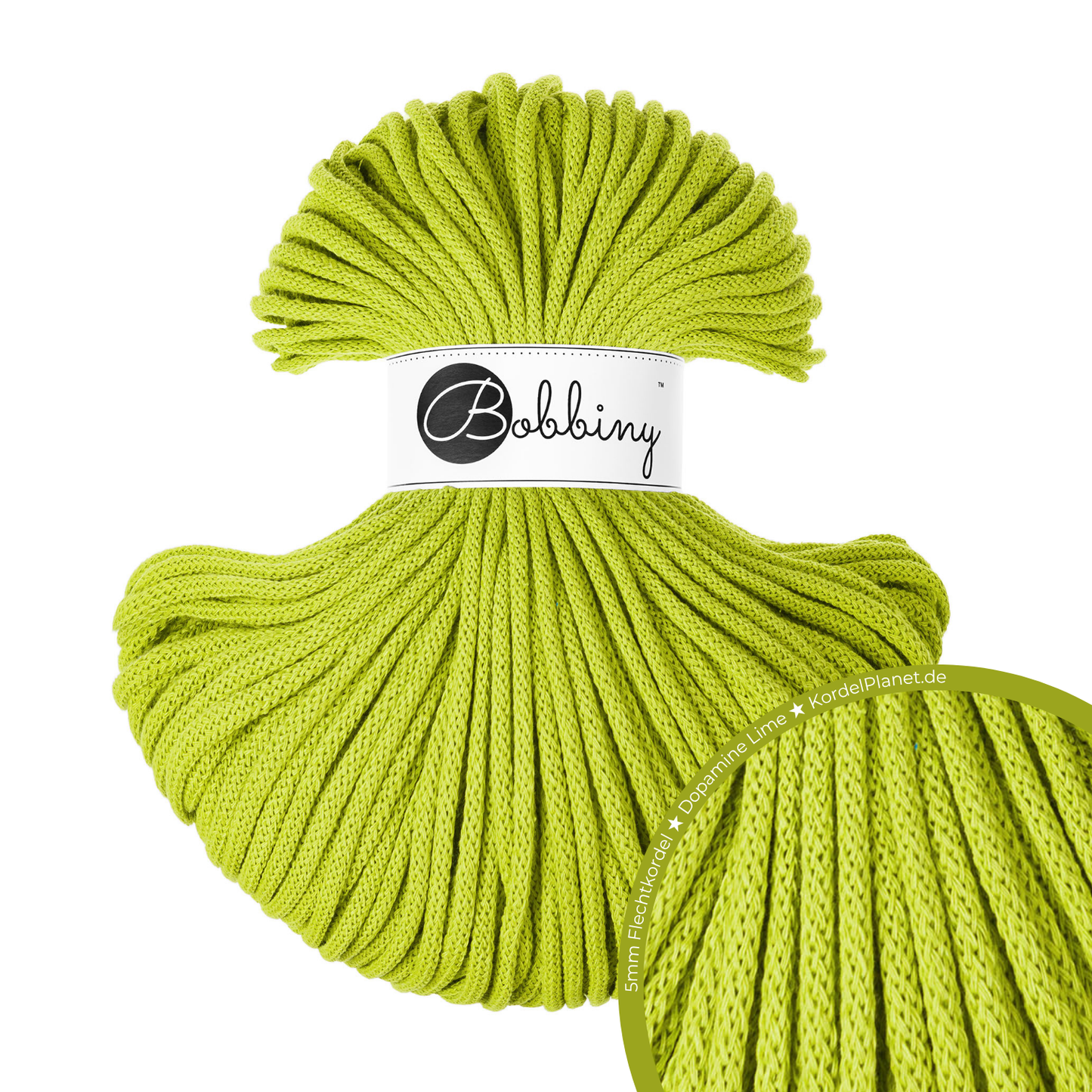 Bobbiny Flechtkordel Dopamine Lime Ø 5 mm