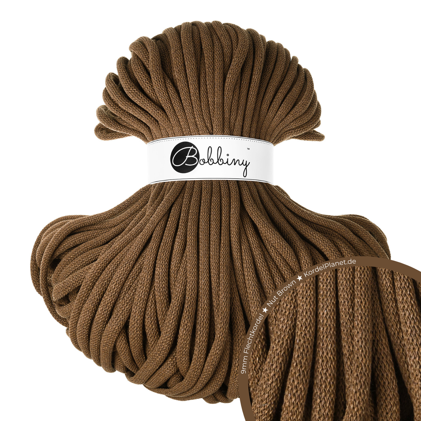 Bobbiny Flechtkordel Nut Brown Ø 9 mm