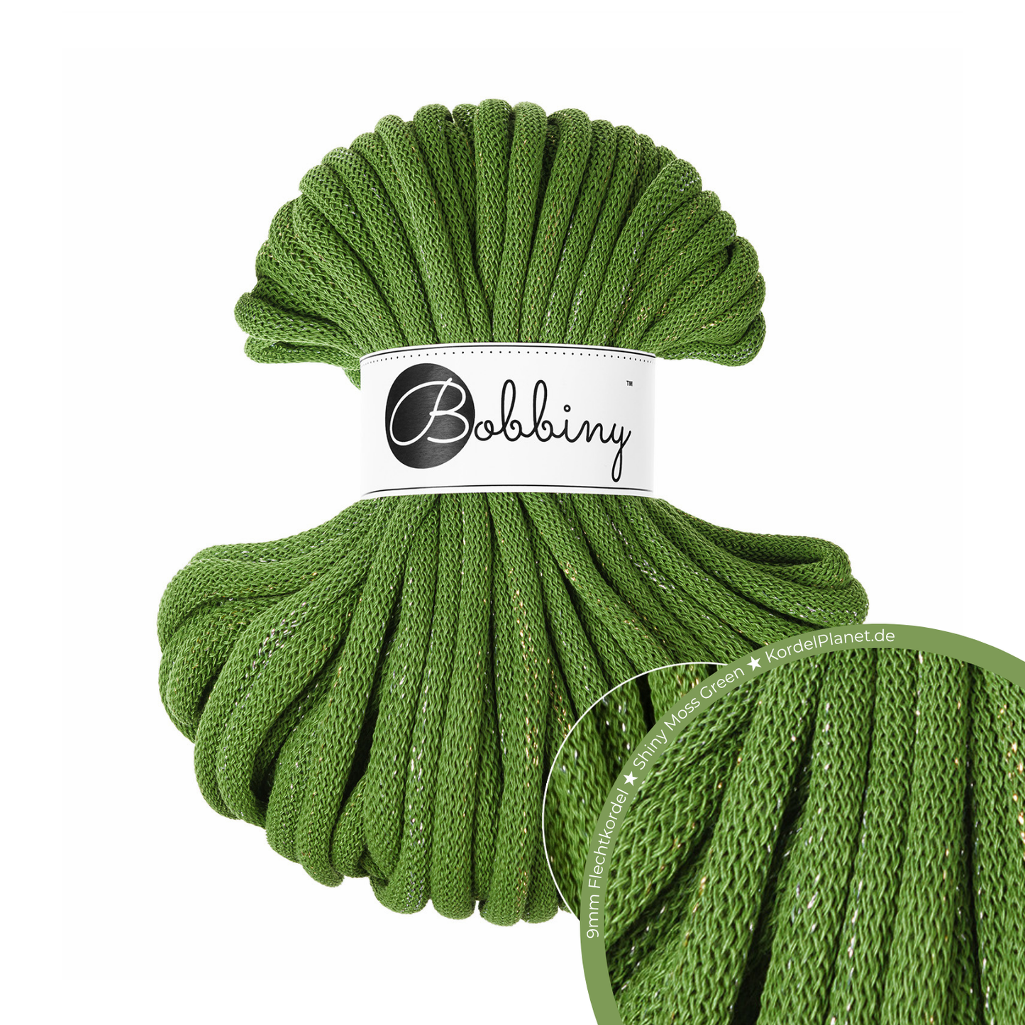 30 Meter - Bobbiny Flechtkordeln Shiny Moss Green Ø 9 mm (Shiny)