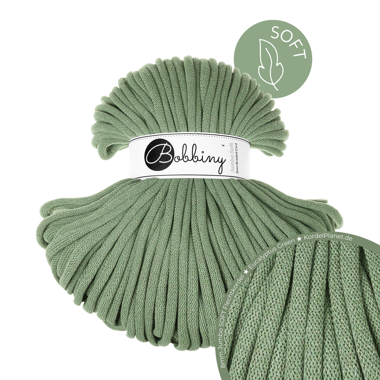 Bobbiny Flechtkordel Eucalyptus Green Ø 8 mm (Jumbo Soft)