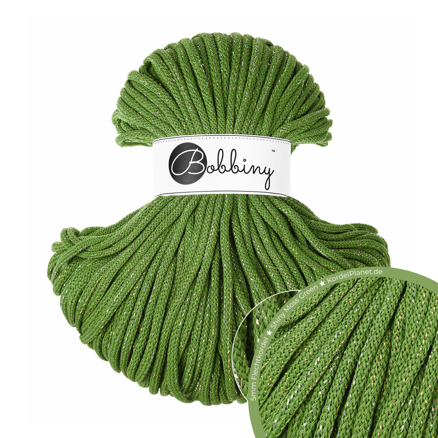 Bobbiny Flechtkordel Shiny Moss Green Ø 5 mm (Shiny)