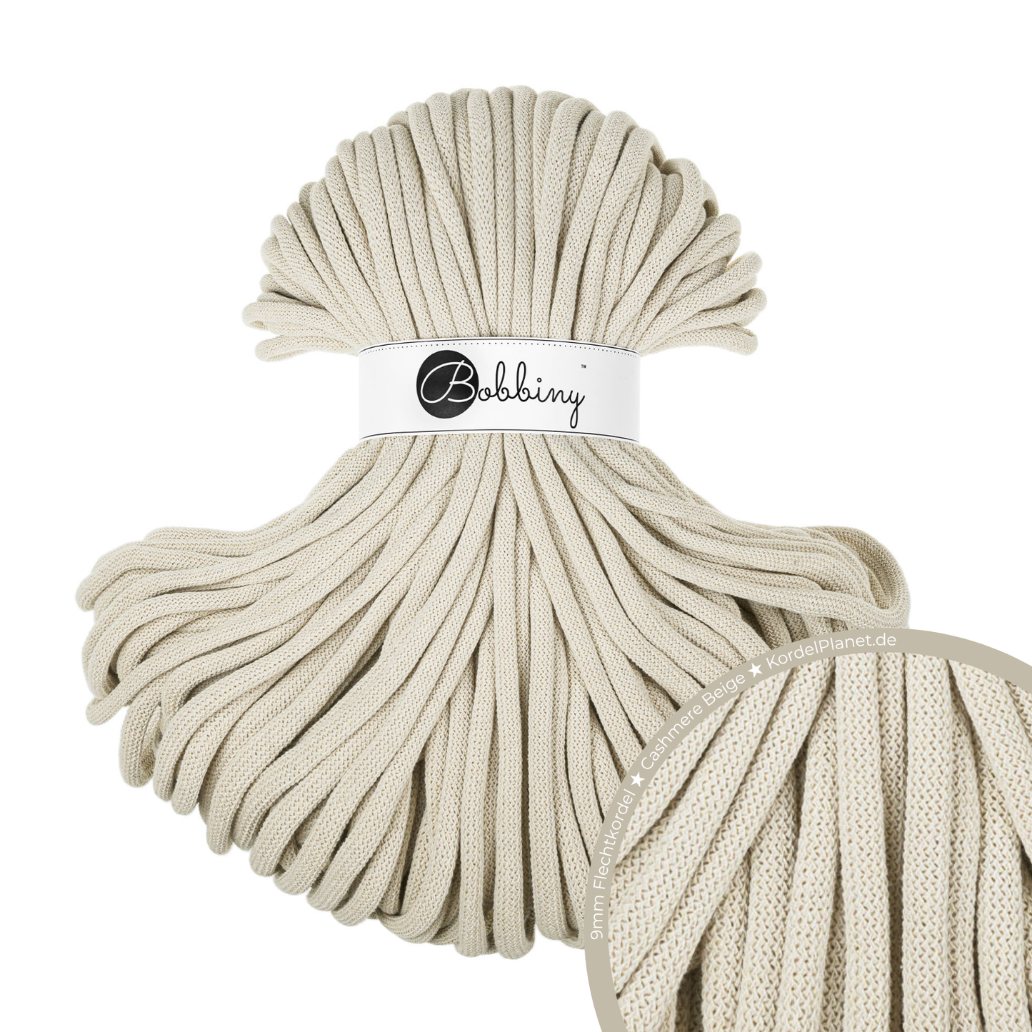 Bobbiny Flechtkordel Cashmere Beige Ø 9 mm