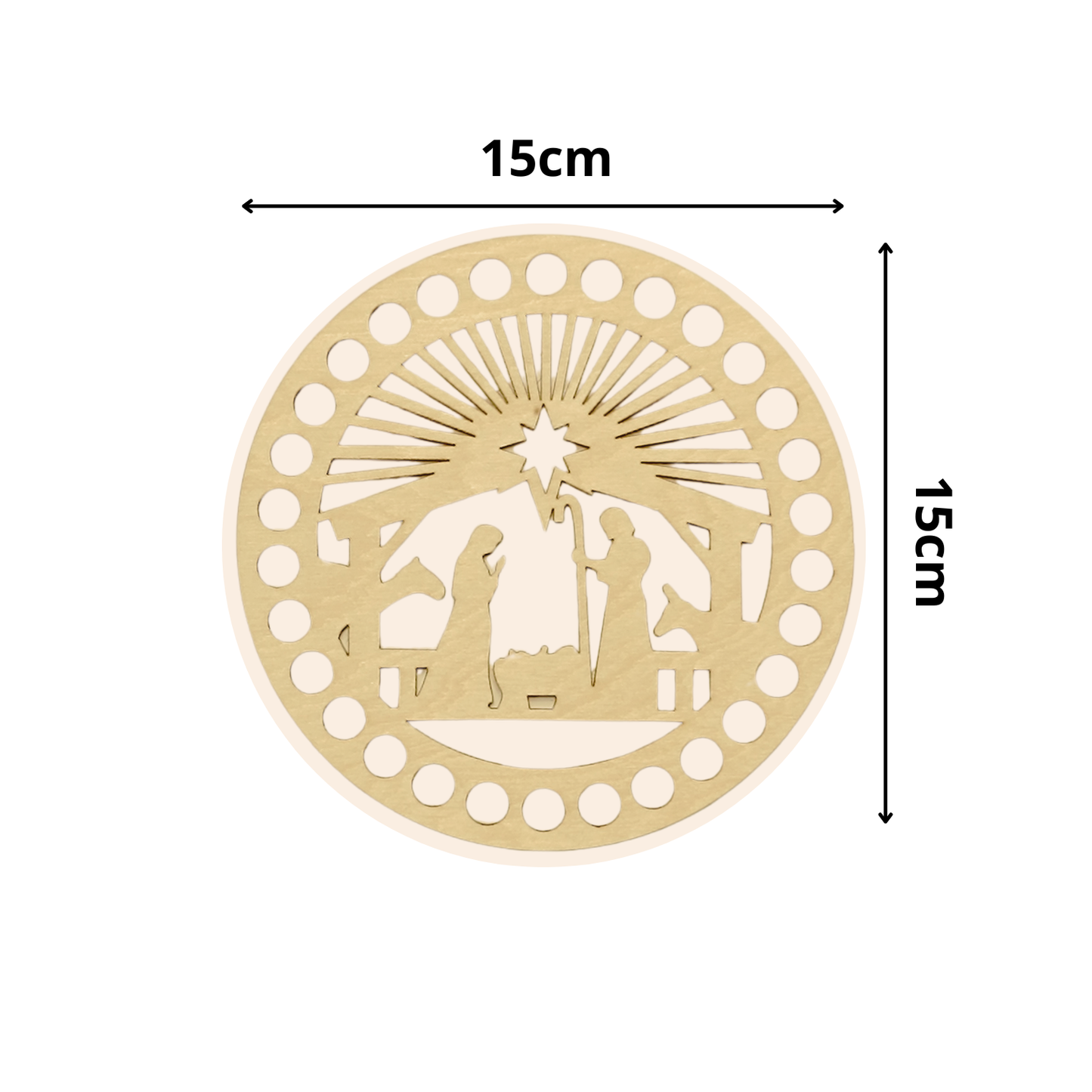 Korbboden rund Ø 15 cm – Krippe/Heilige Familie, Sonnenstrahlen