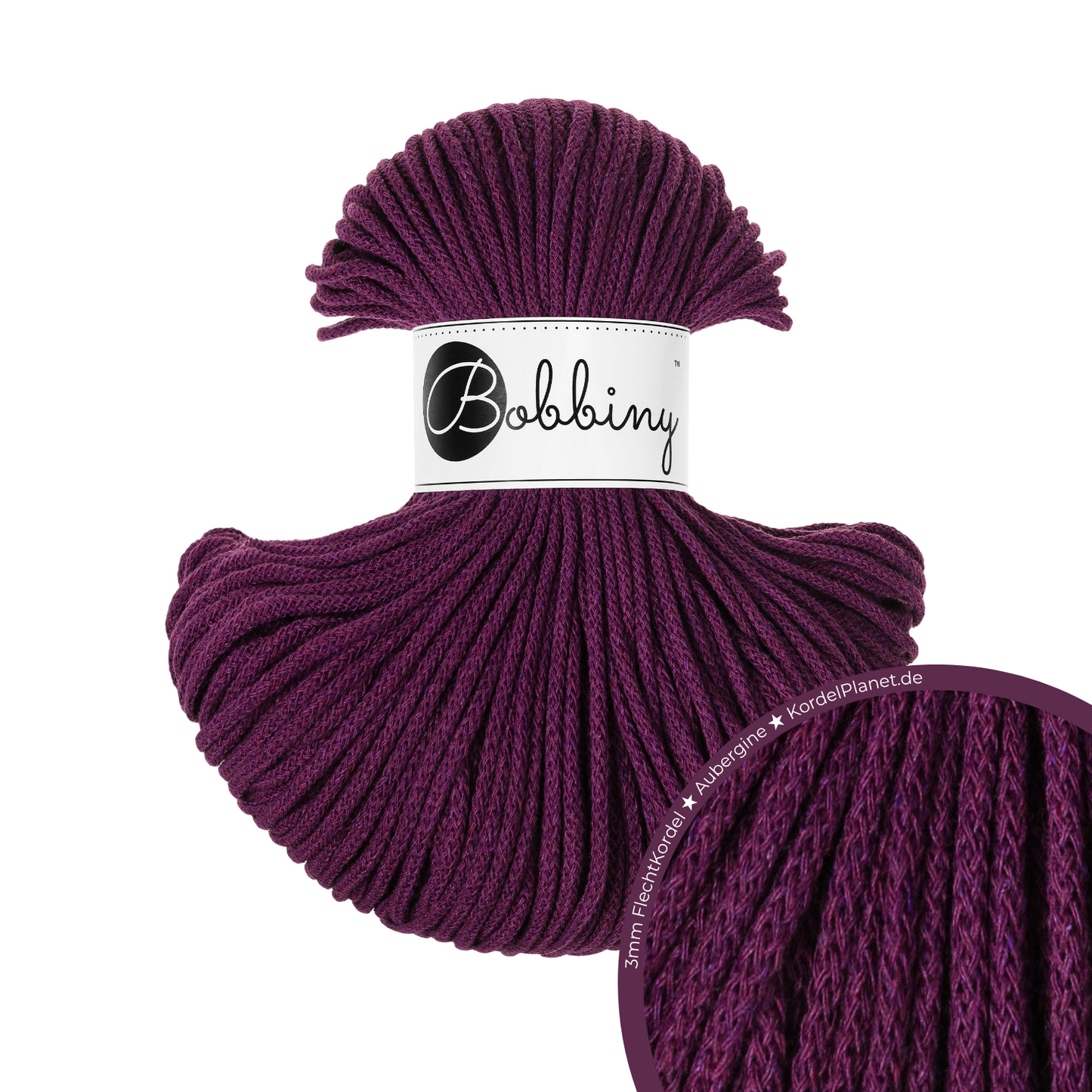 Bobbiny Flechtkordel Aubergine Ø 3 mm